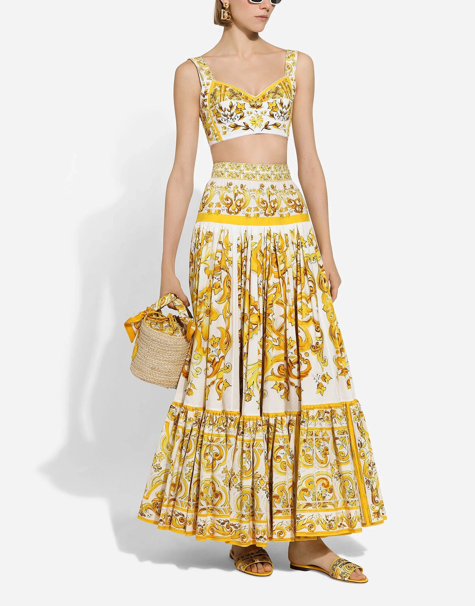 Dolce & Gabbana Majolica-Print Poplin Maxi Skirt