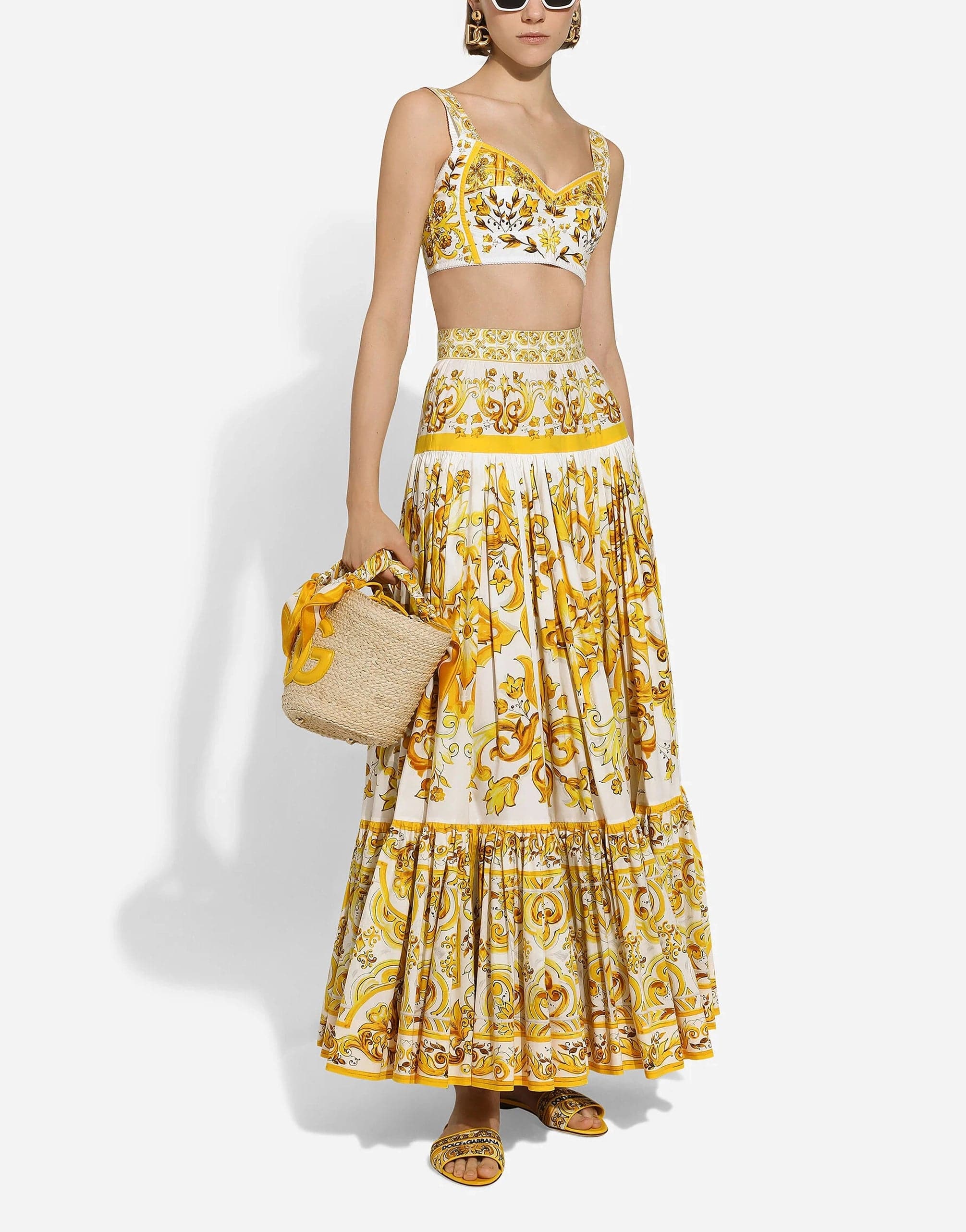 Dolce & Gabbana Majolica-Print Poplin Maxi Skirt