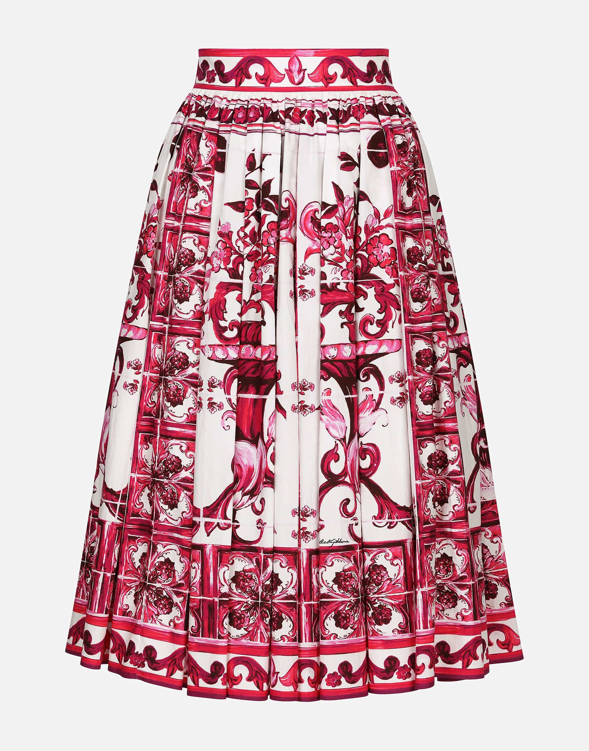 Dolce & Gabbana Majolica-Print Poplin Skirt