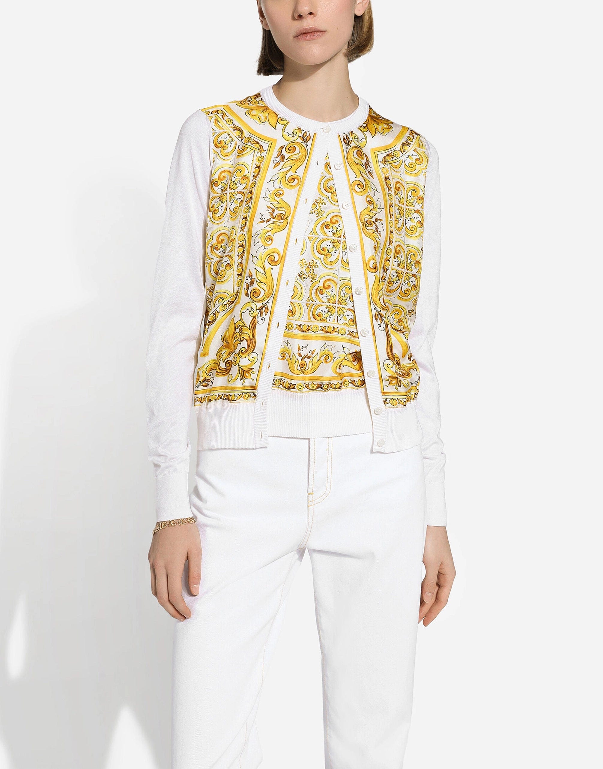 Dolce & Gabbana Majolica-Print Silk Cardigan