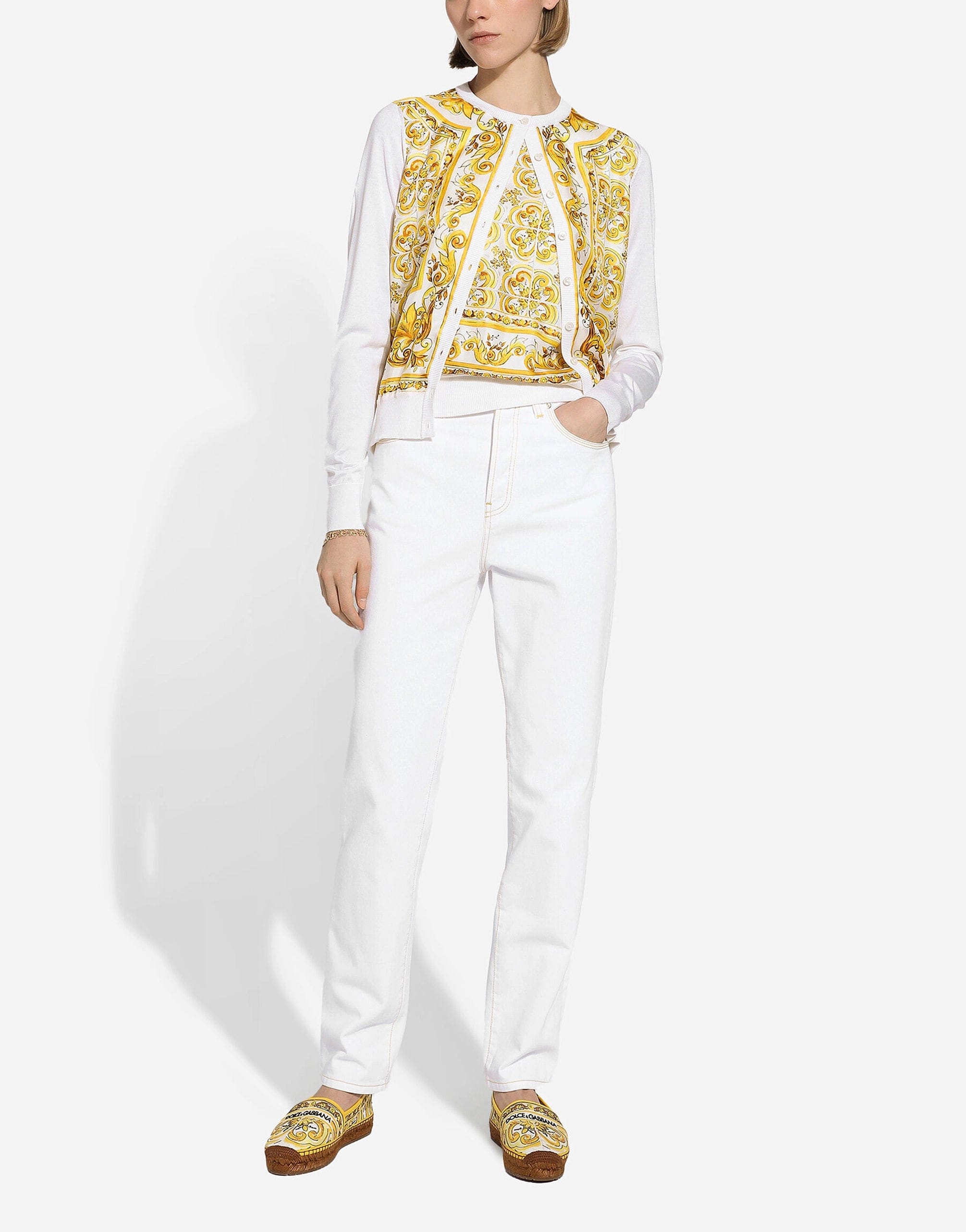 Dolce & Gabbana Majolica-Print Silk Cardigan