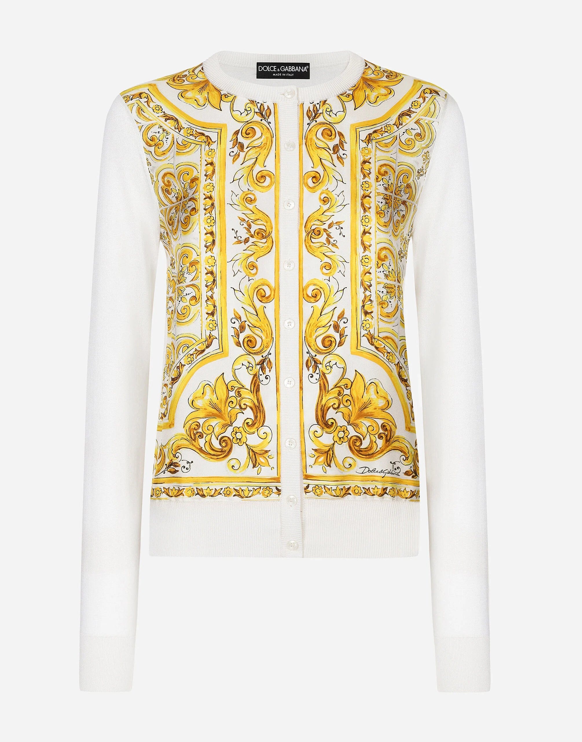 Dolce & Gabbana Majolica-Print Silk Cardigan