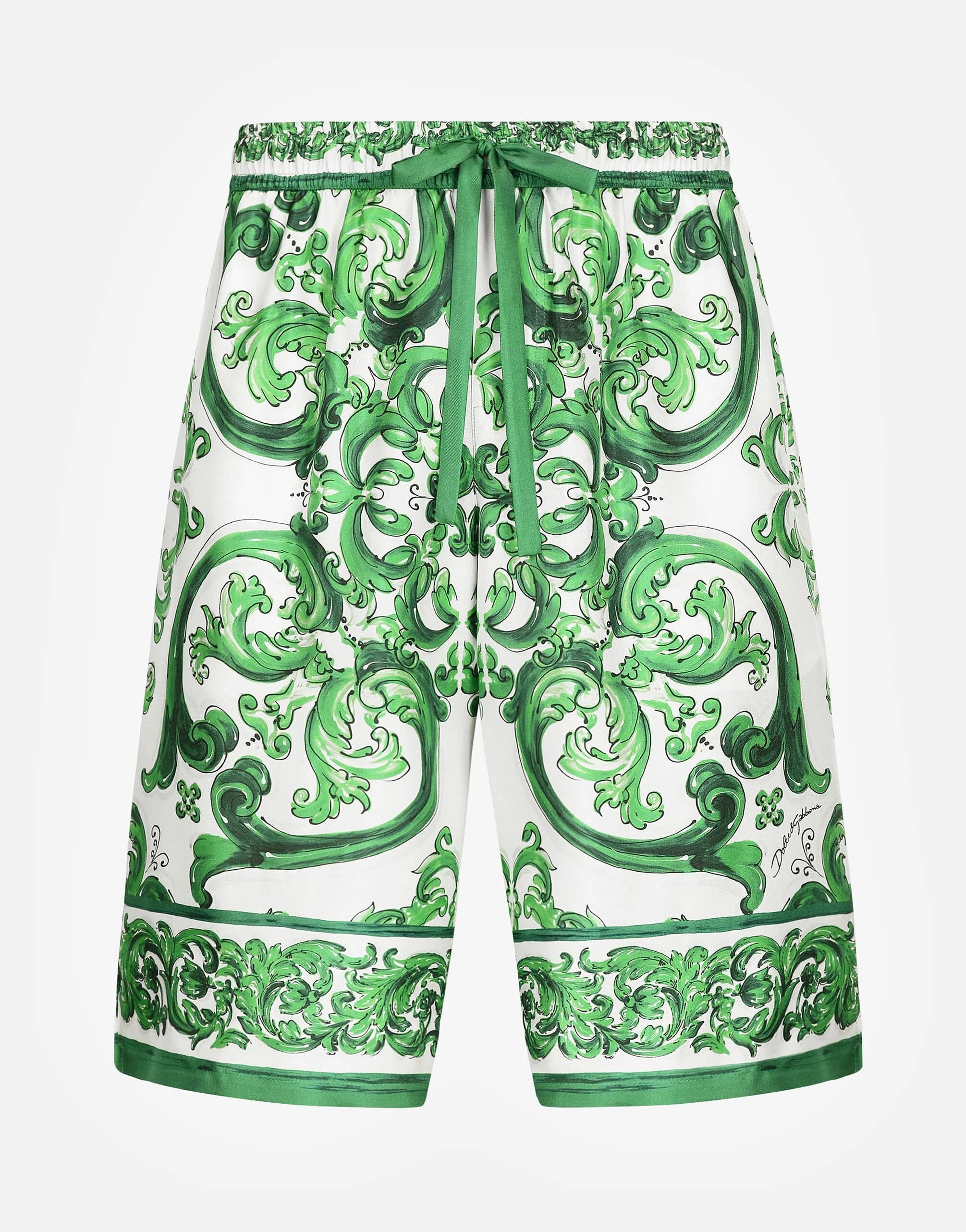 Dolce & Gabbana Majolica-Print Silk Shorts