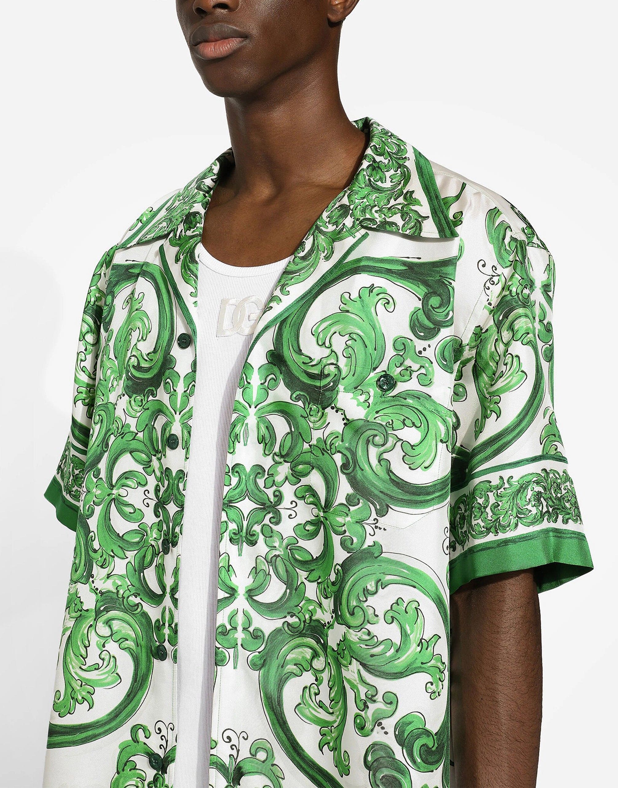 Dolce & Gabbana Majolica-Print Silk-Twill Shirt