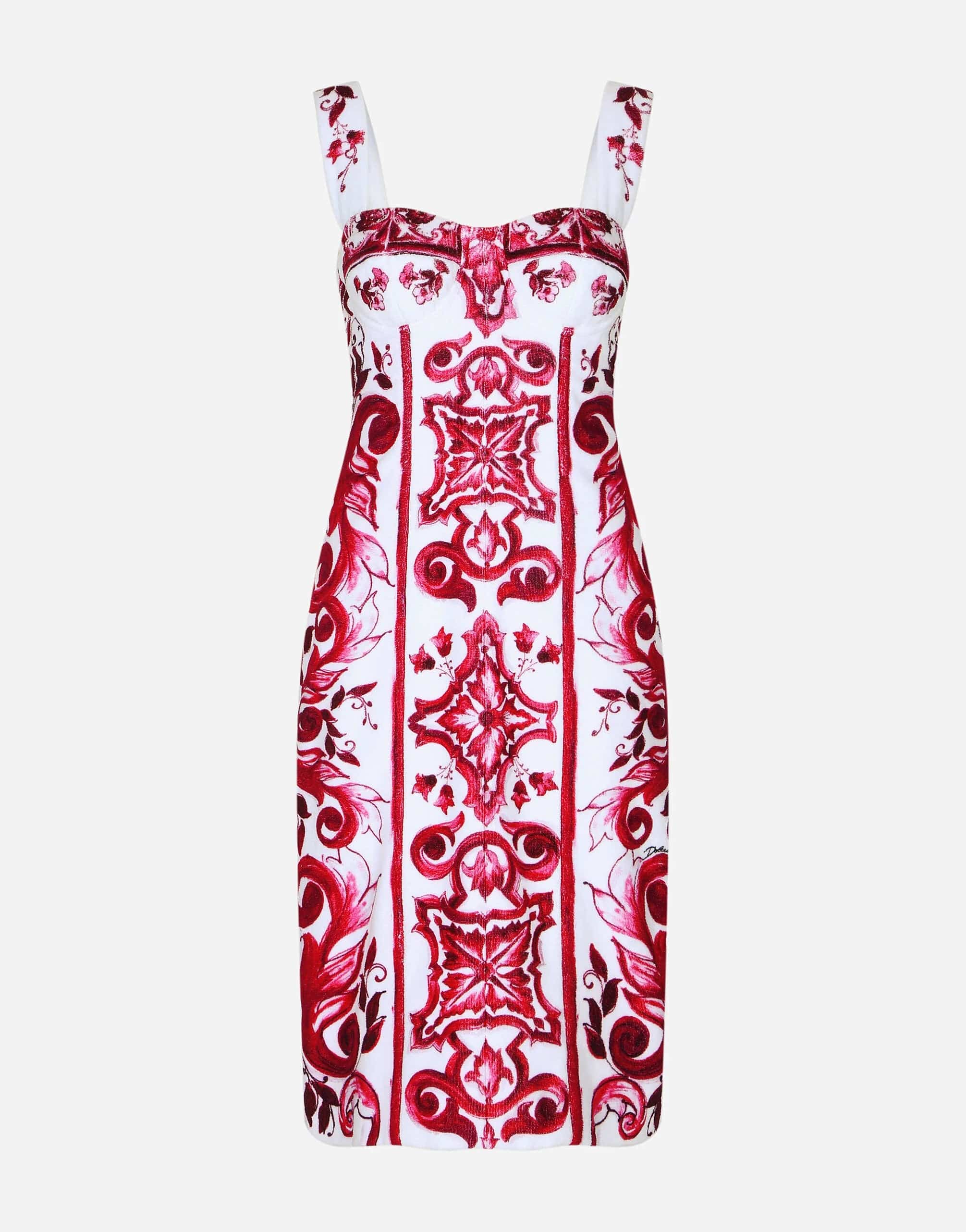 Dolce & Gabbana Majolica-Print Terrycloth Midi Dress