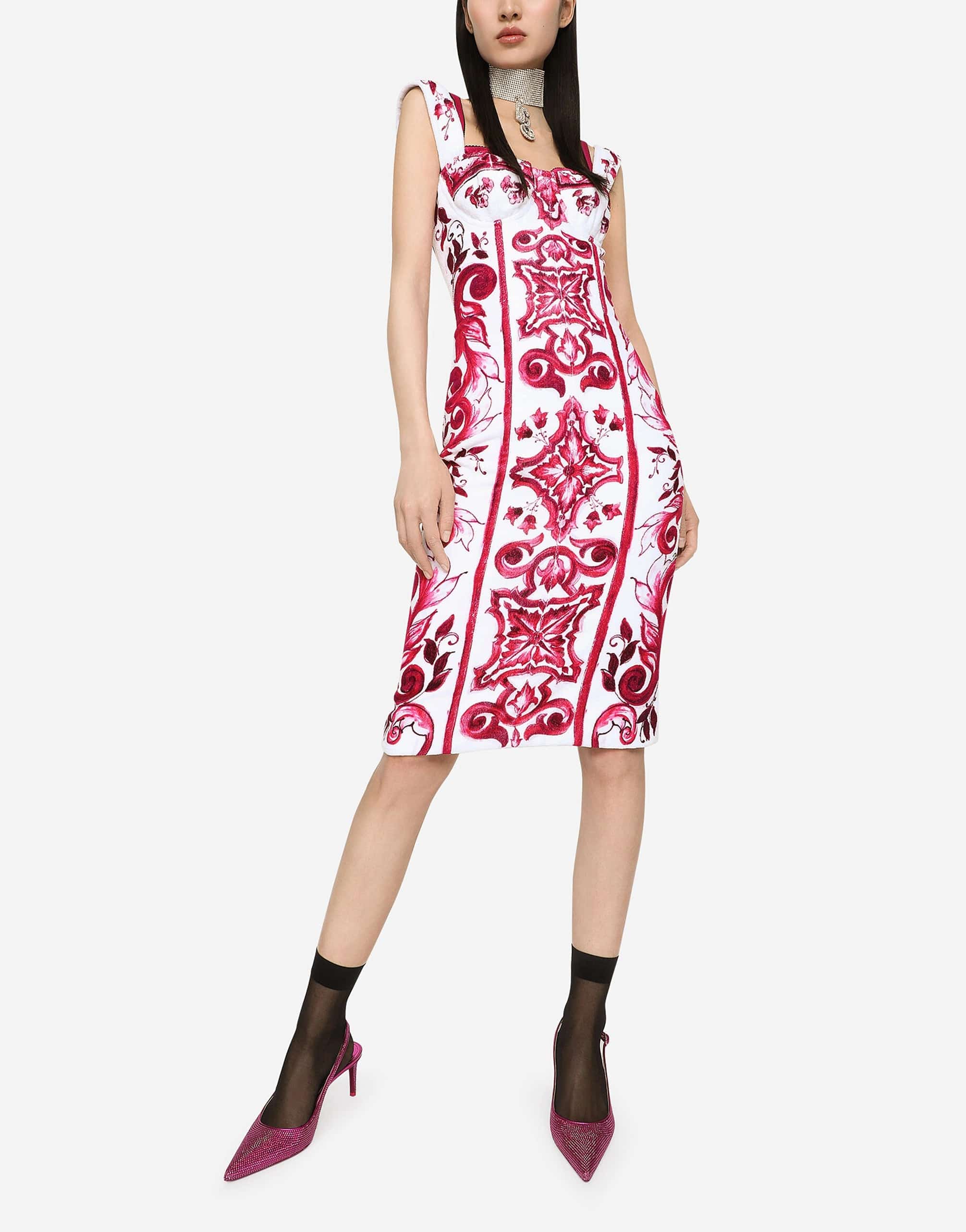 Dolce & Gabbana Majolica-Print Terrycloth Midi Dress