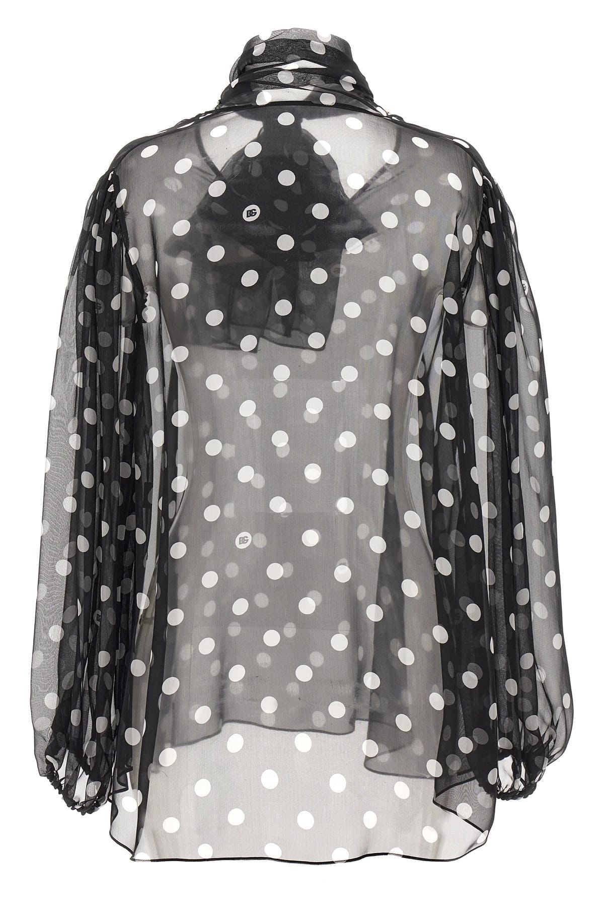 Dolce & Gabbana Dolce & Gabbana Mambo Polka Dot Pussy Bow Blouse