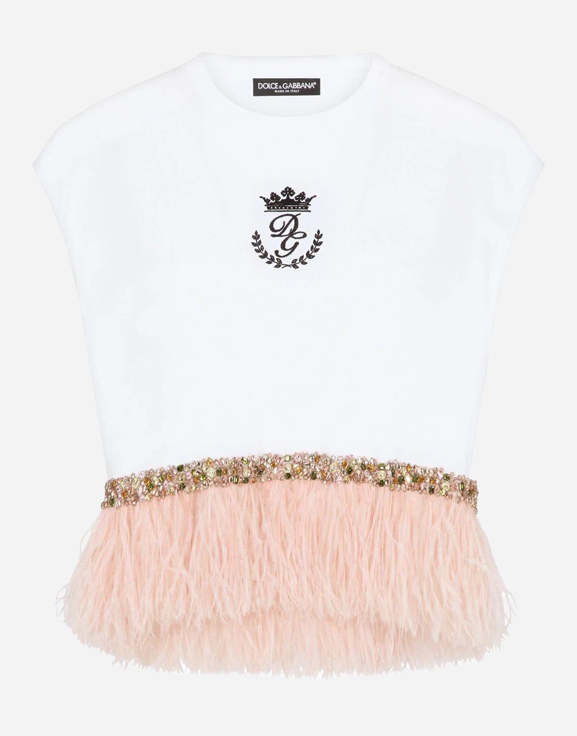 Dolce & Gabbana Marabou Trim Jersey T-Shirt