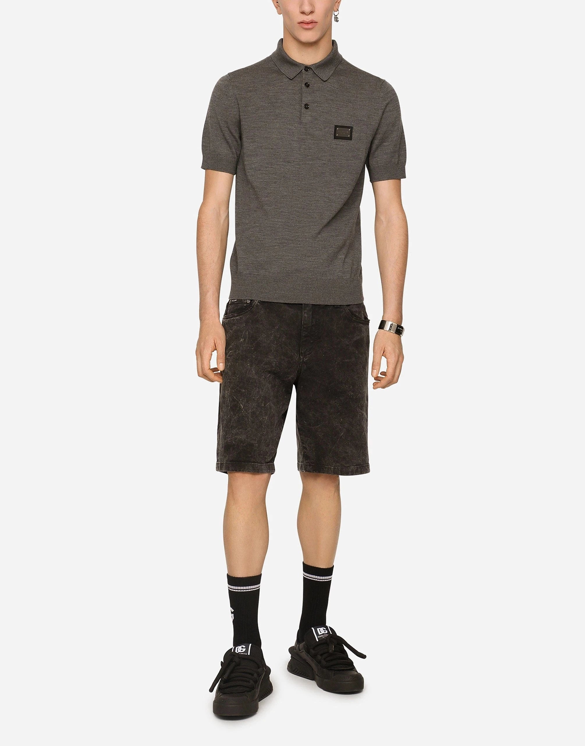 Dolce & Gabbana Marble-Effect Denim Shorts