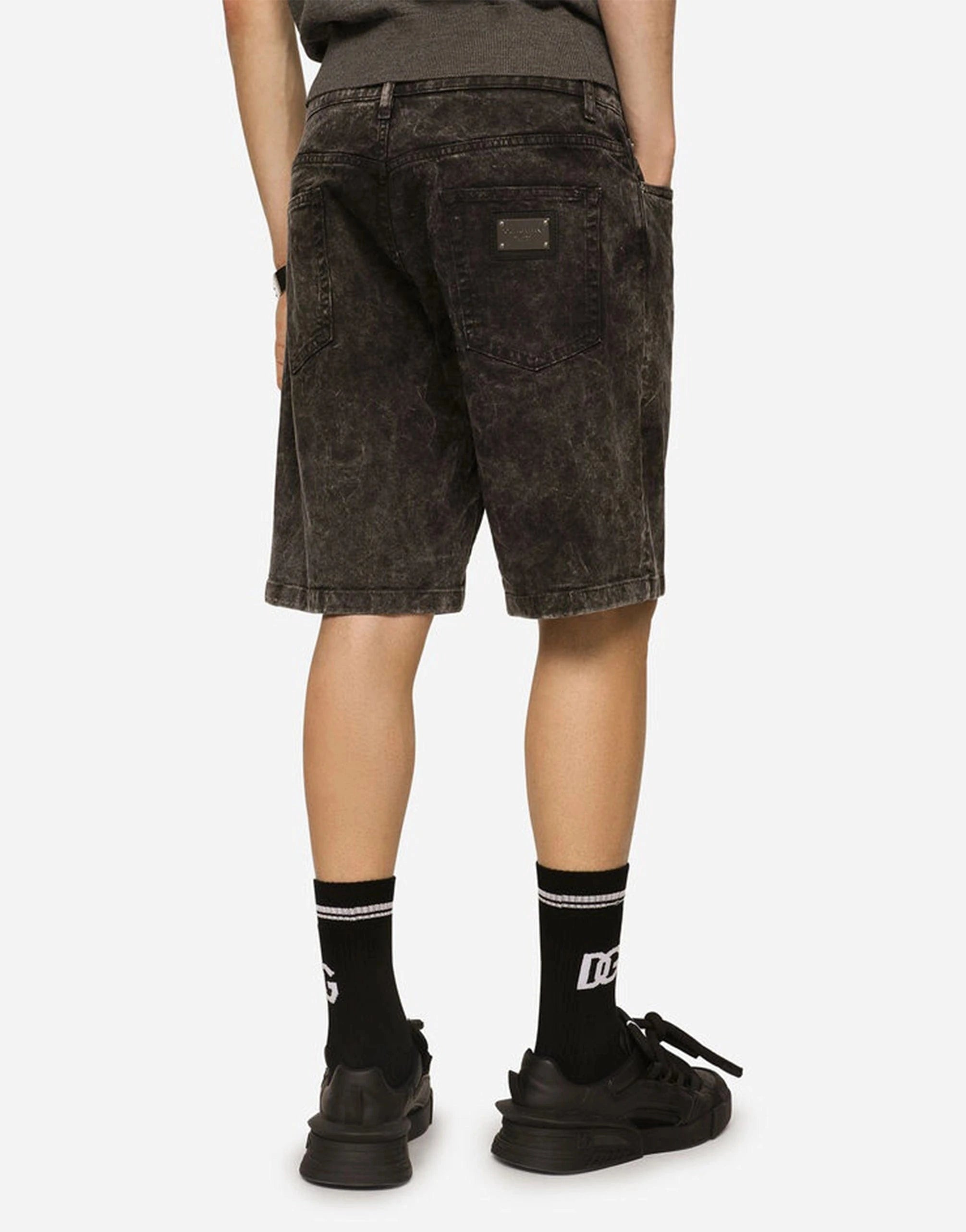 Dolce & Gabbana Marble-Effect Denim Shorts