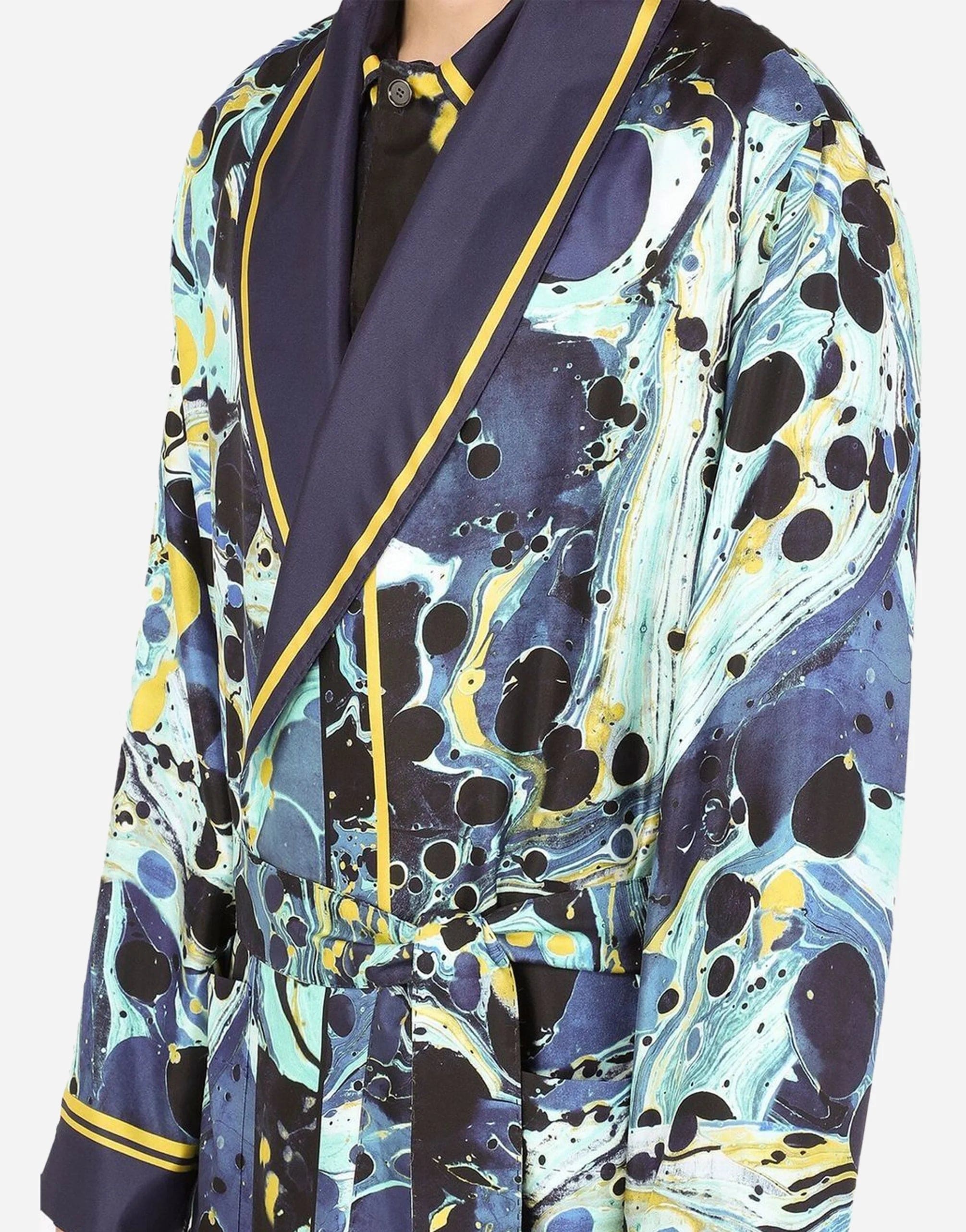 Dolce & Gabbana Marble-Pattern Silk Robe