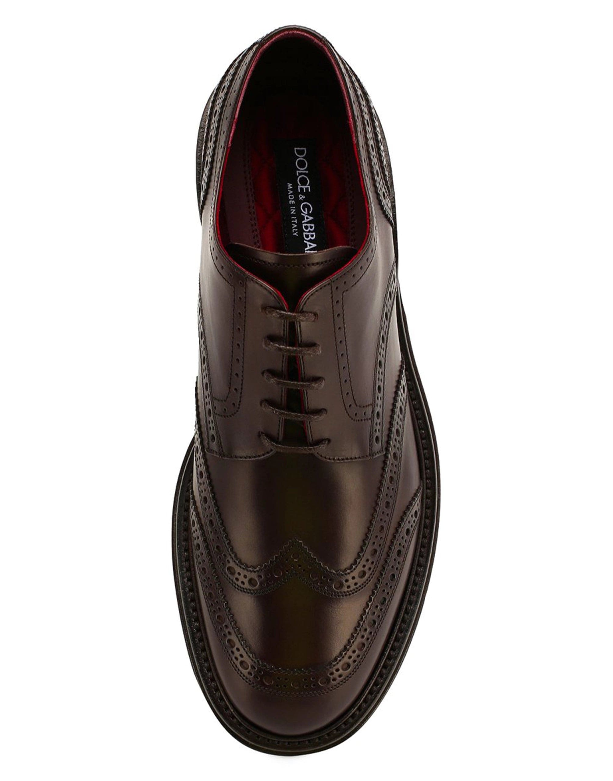 Dolce & Gabbana Marsala Calfskin Brogue Shoes