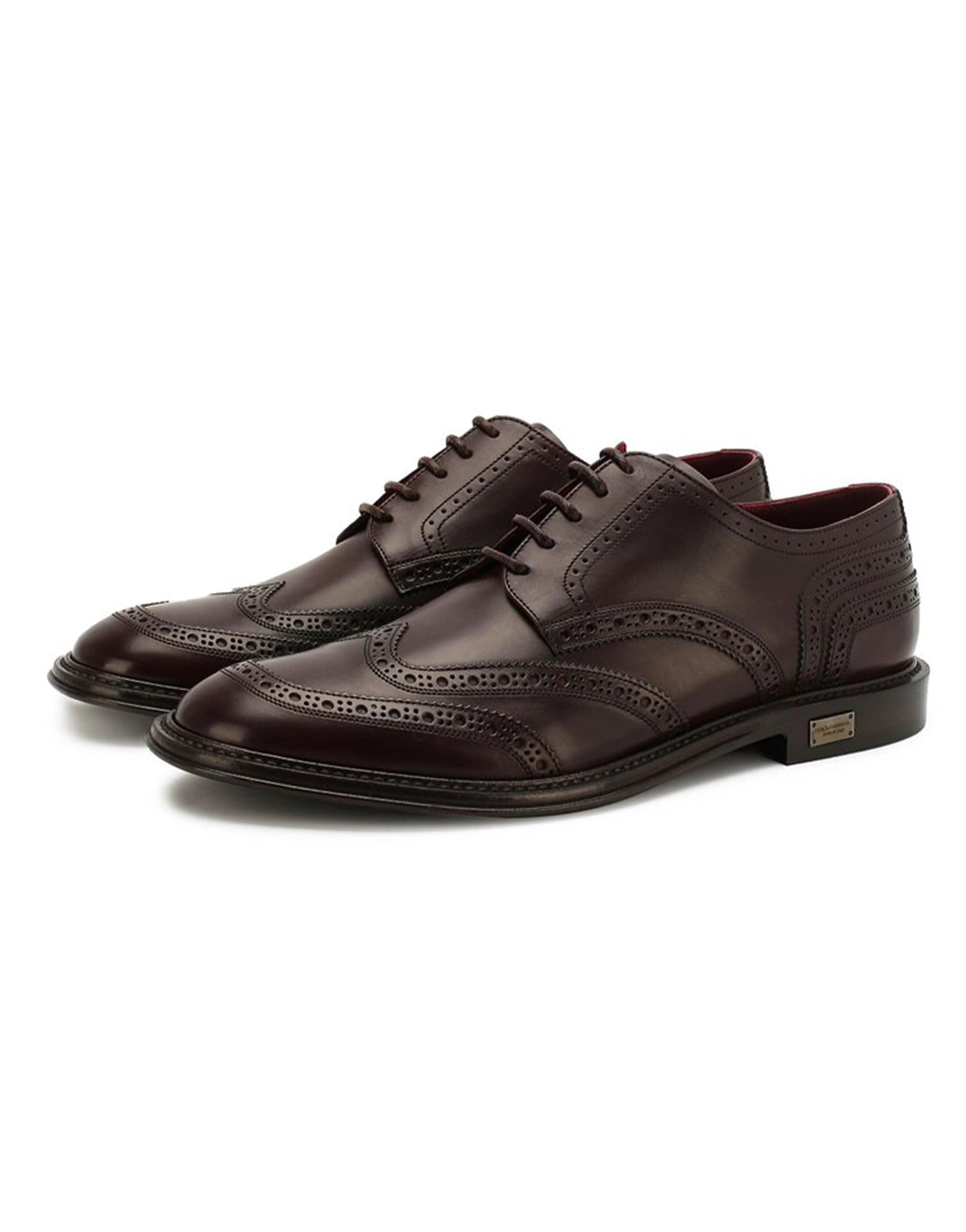 Dolce & Gabbana Marsala Calfskin Brogue Shoes