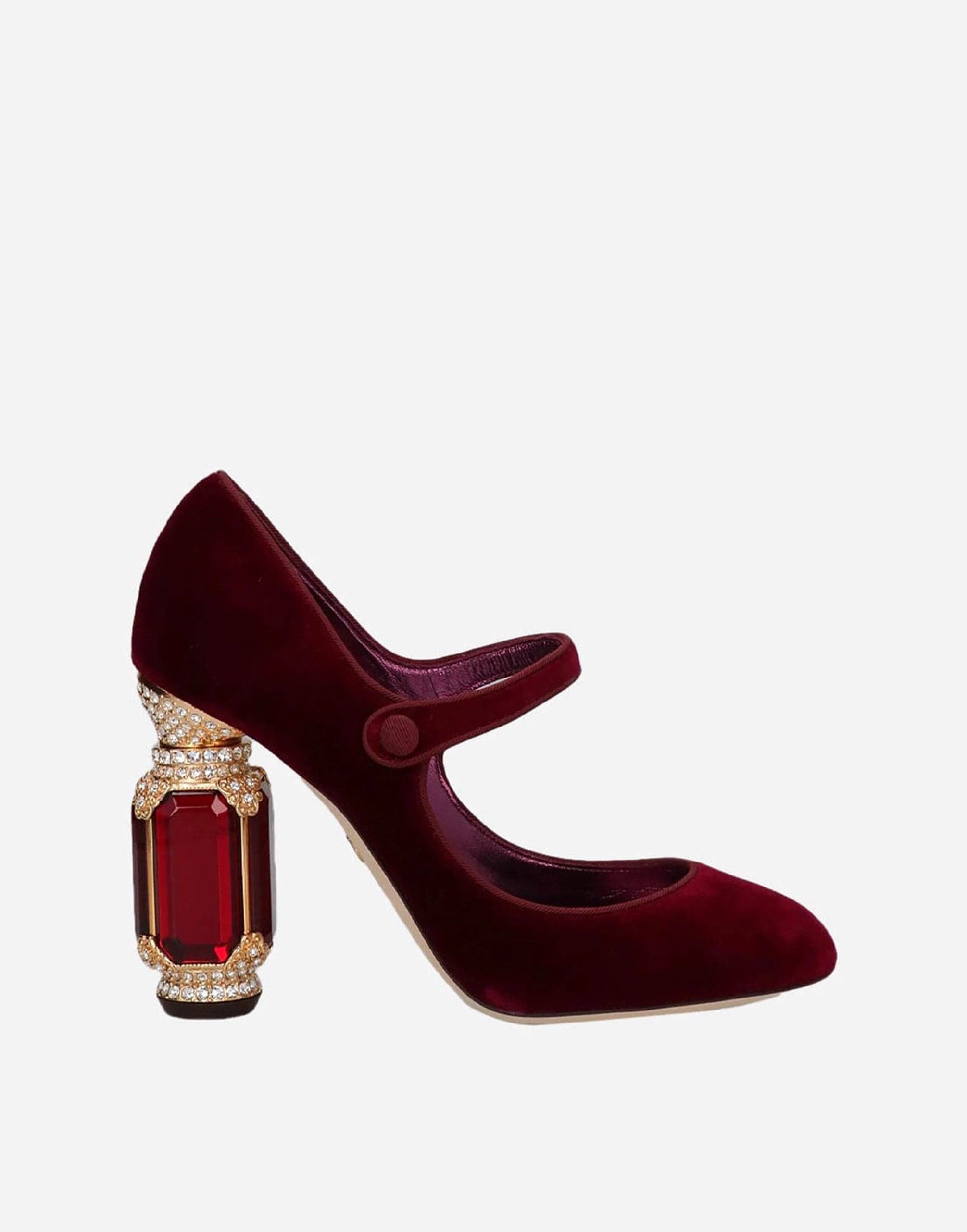 Dolce & Gabbana Mary Jane Crystal Embellished Velvet Pumps