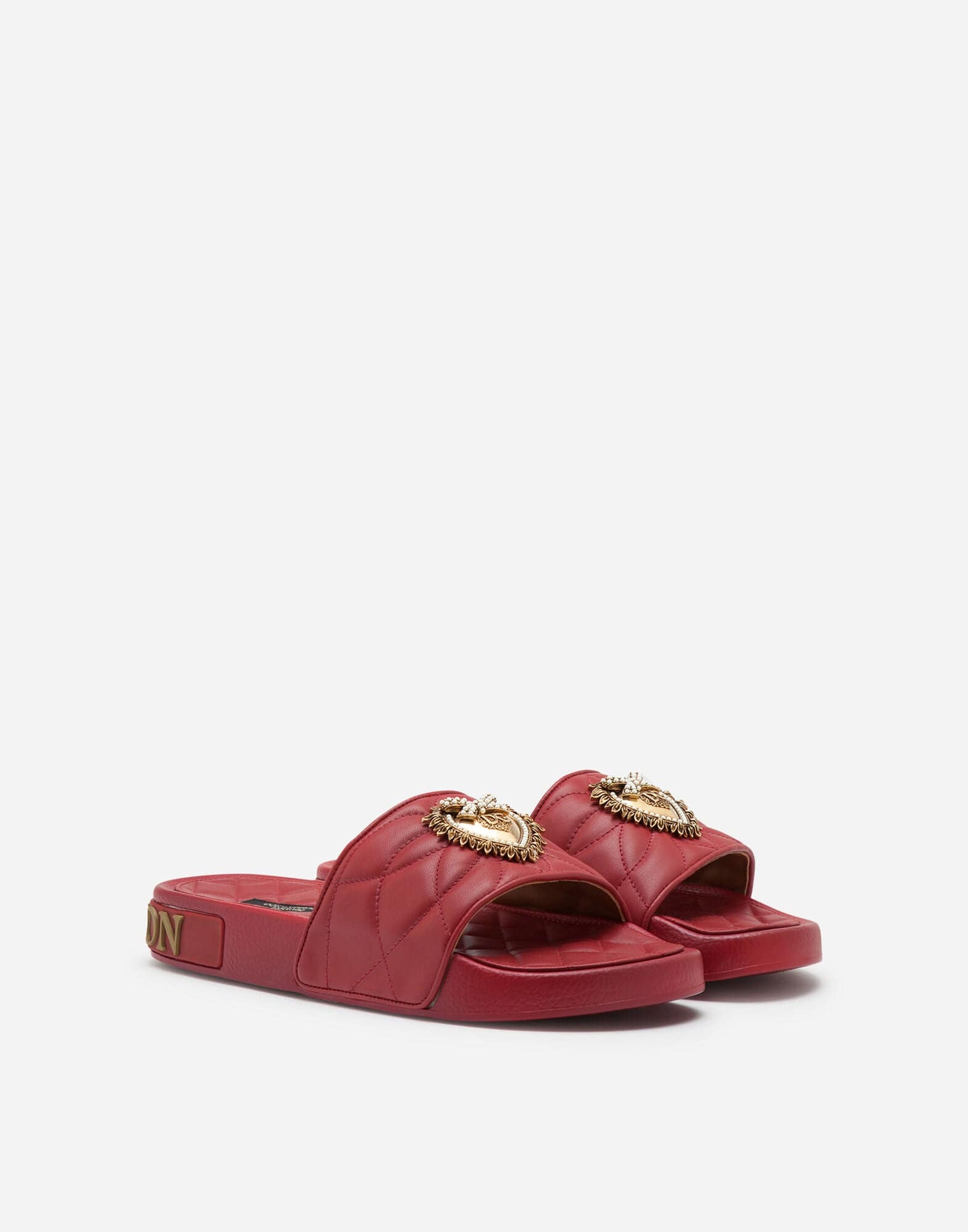Dolce & Gabbana Matelassé Beachwear Devotion Slides