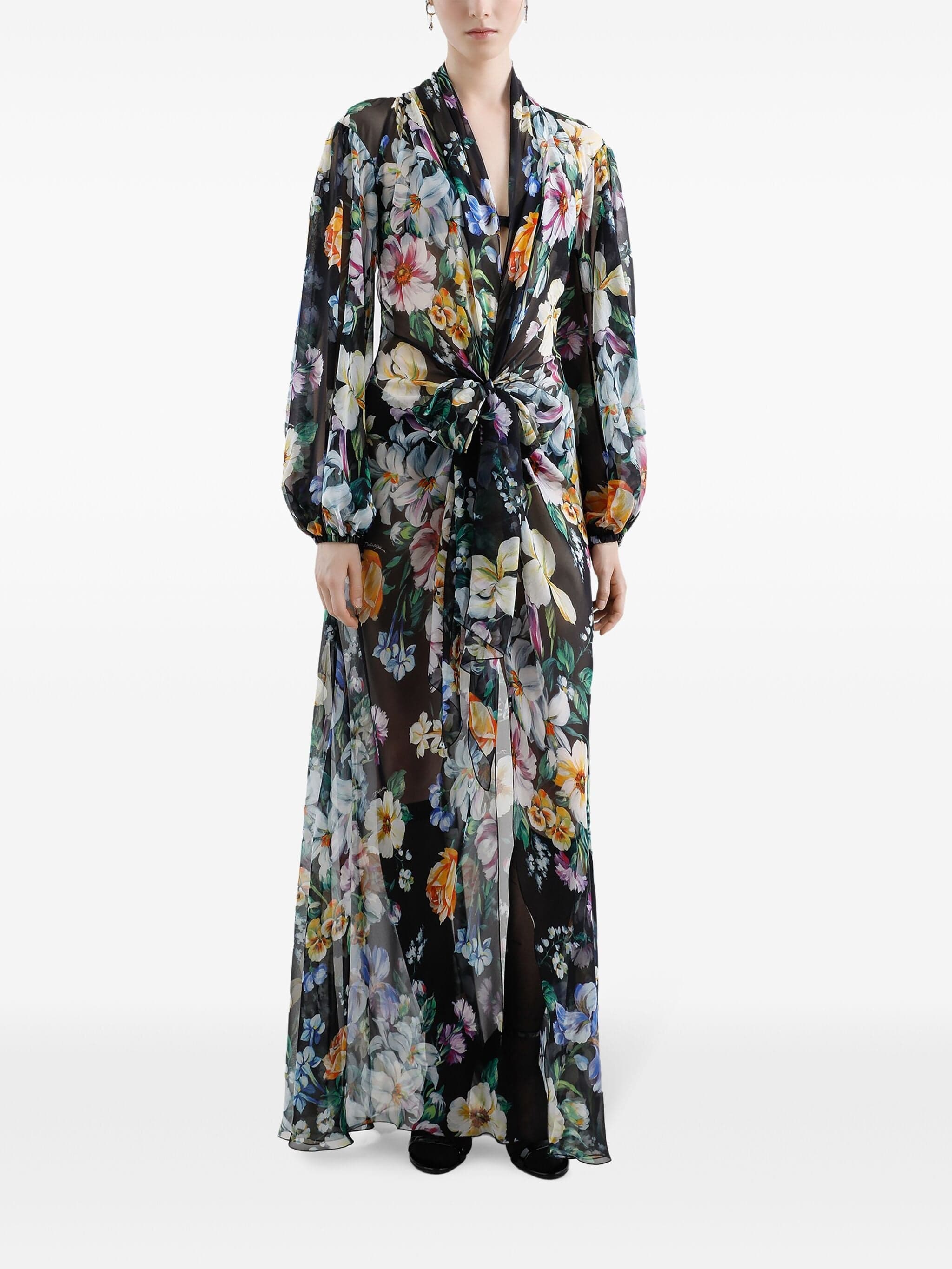 Dolce & Gabbana Maxi Floral-Print Chiffon Dress