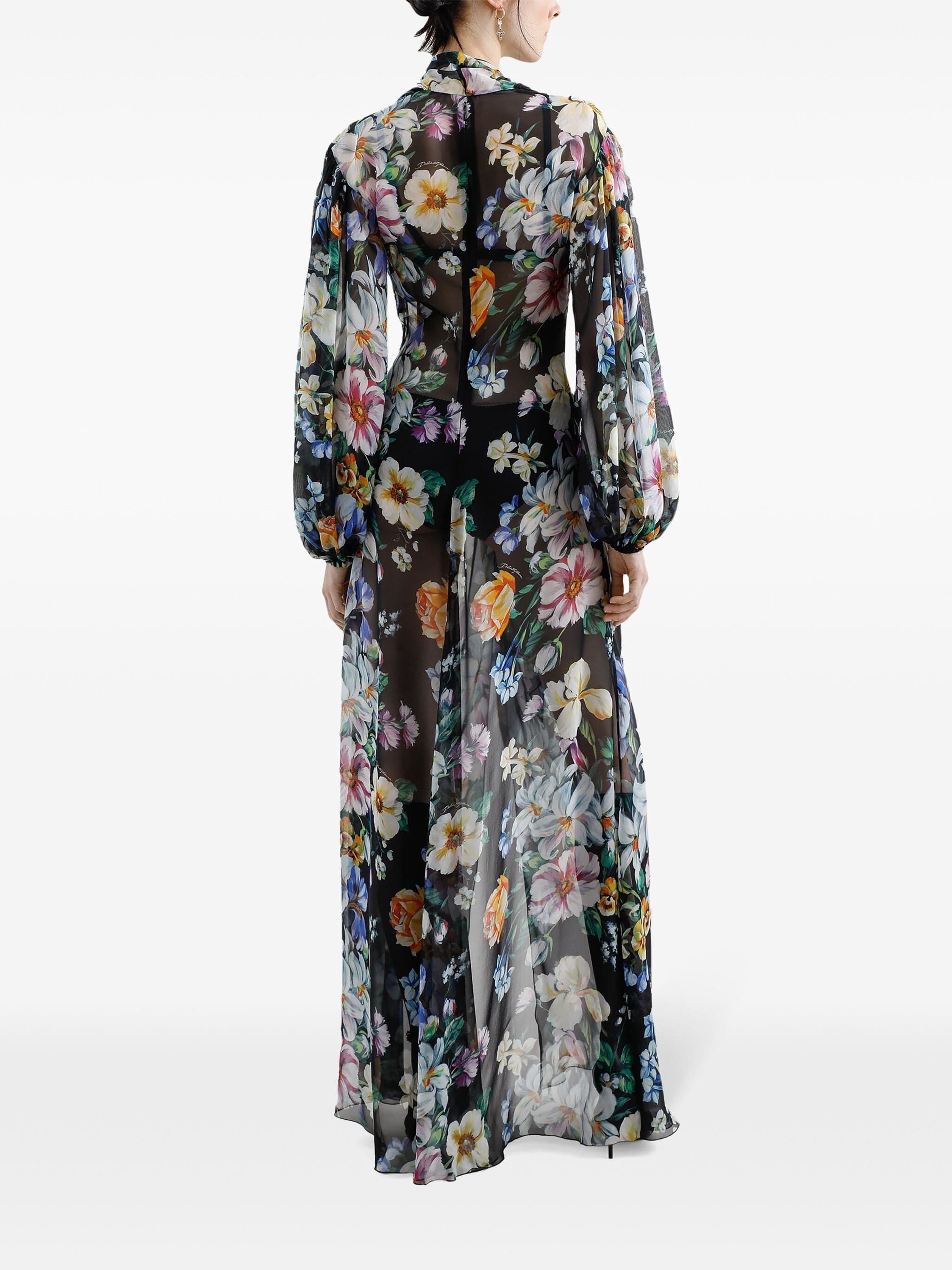 Dolce & Gabbana Maxi Floral-Print Chiffon Dress