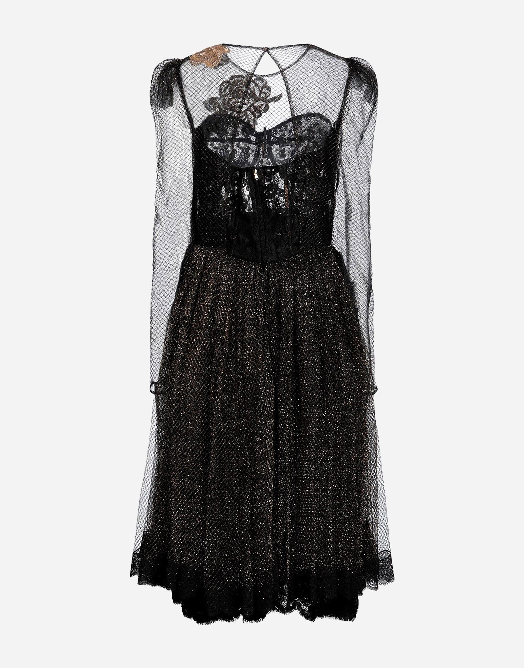 Dolce & Gabbana Mesh Dress With Crystal And Floral Embellishments