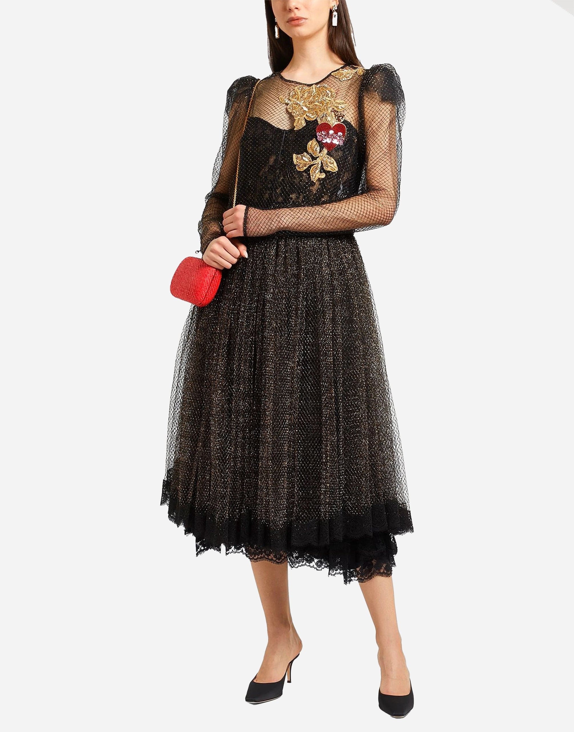 Dolce & Gabbana Mesh Dress With Crystal Embellishments