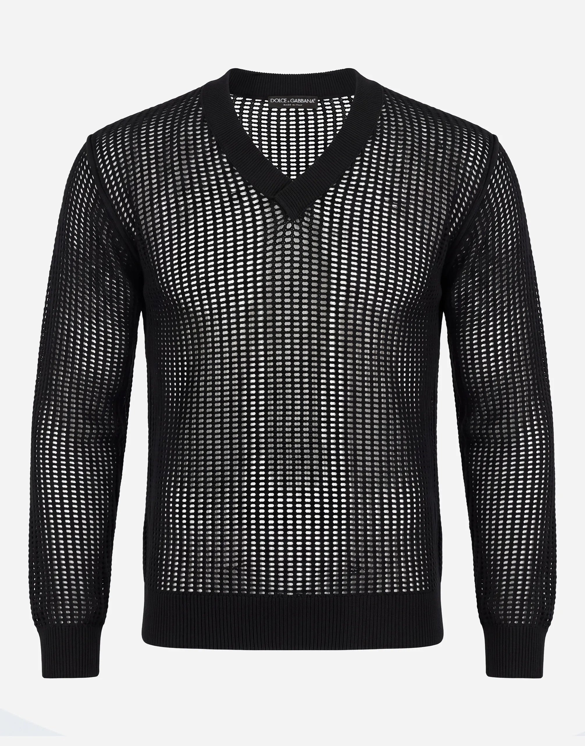 Dolce & Gabbana Mesh Knit V-Neck Sweater