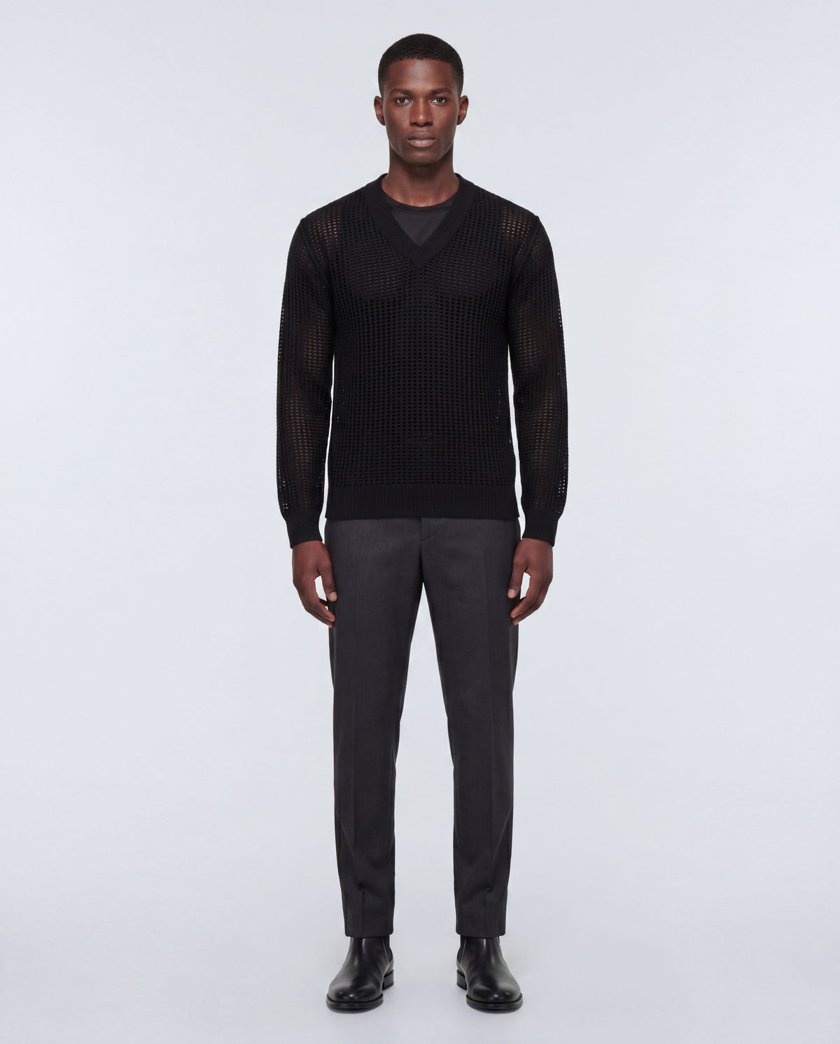 Dolce & Gabbana Mesh Knit V-Neck Sweater | Sendegaro JP
