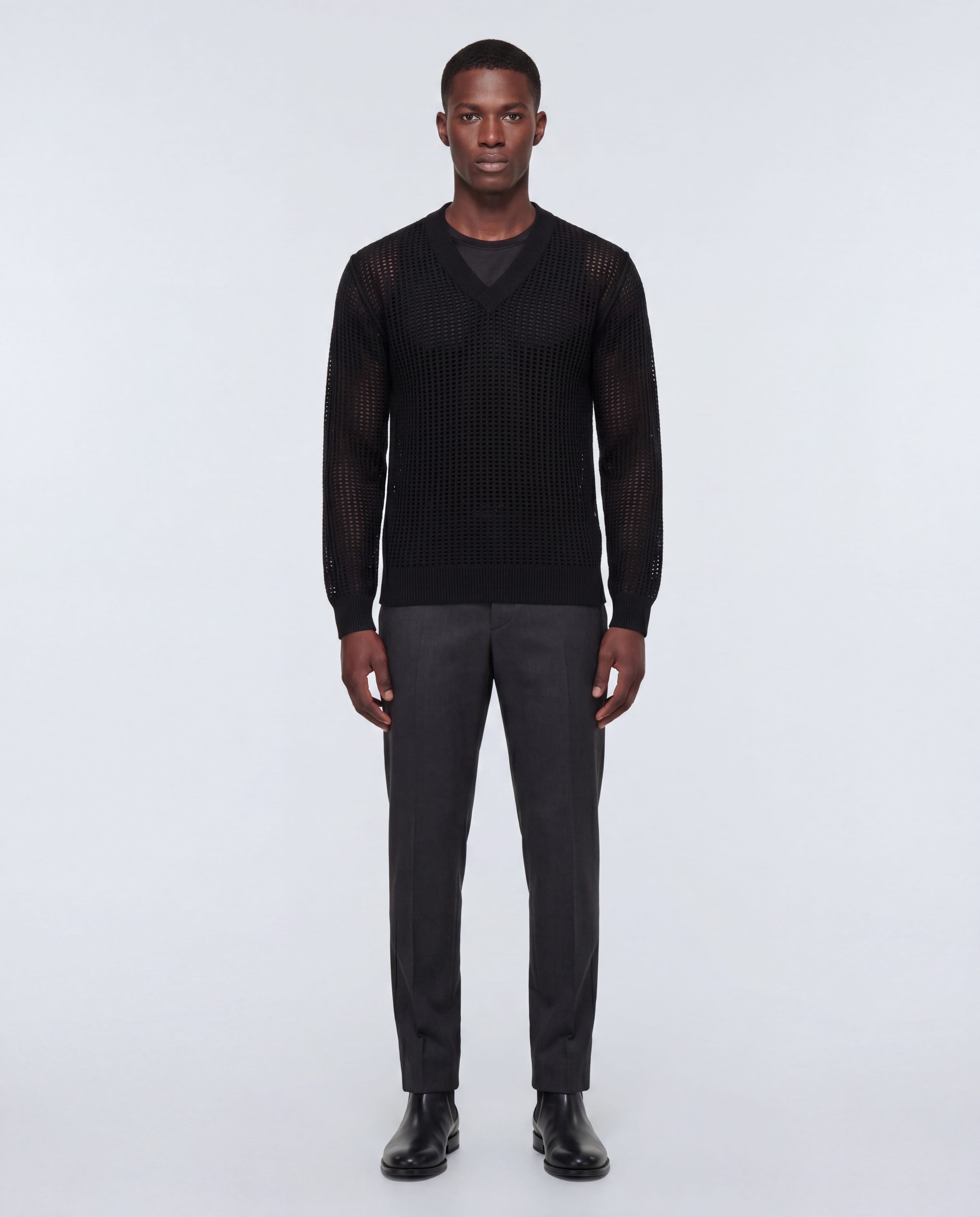 Dolce & Gabbana Mesh Knit V-Neck Sweater - alternate view
