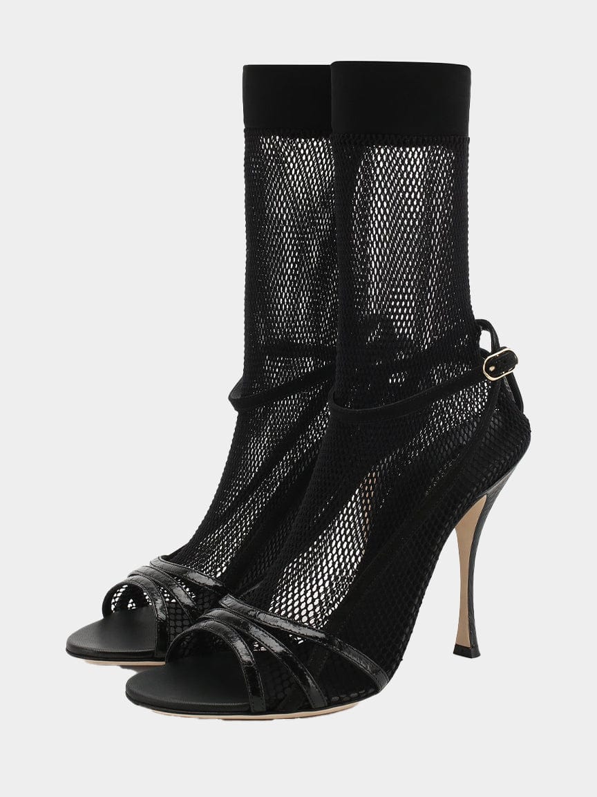 Dolce & Gabbana Mesh Leather Ankle Boots