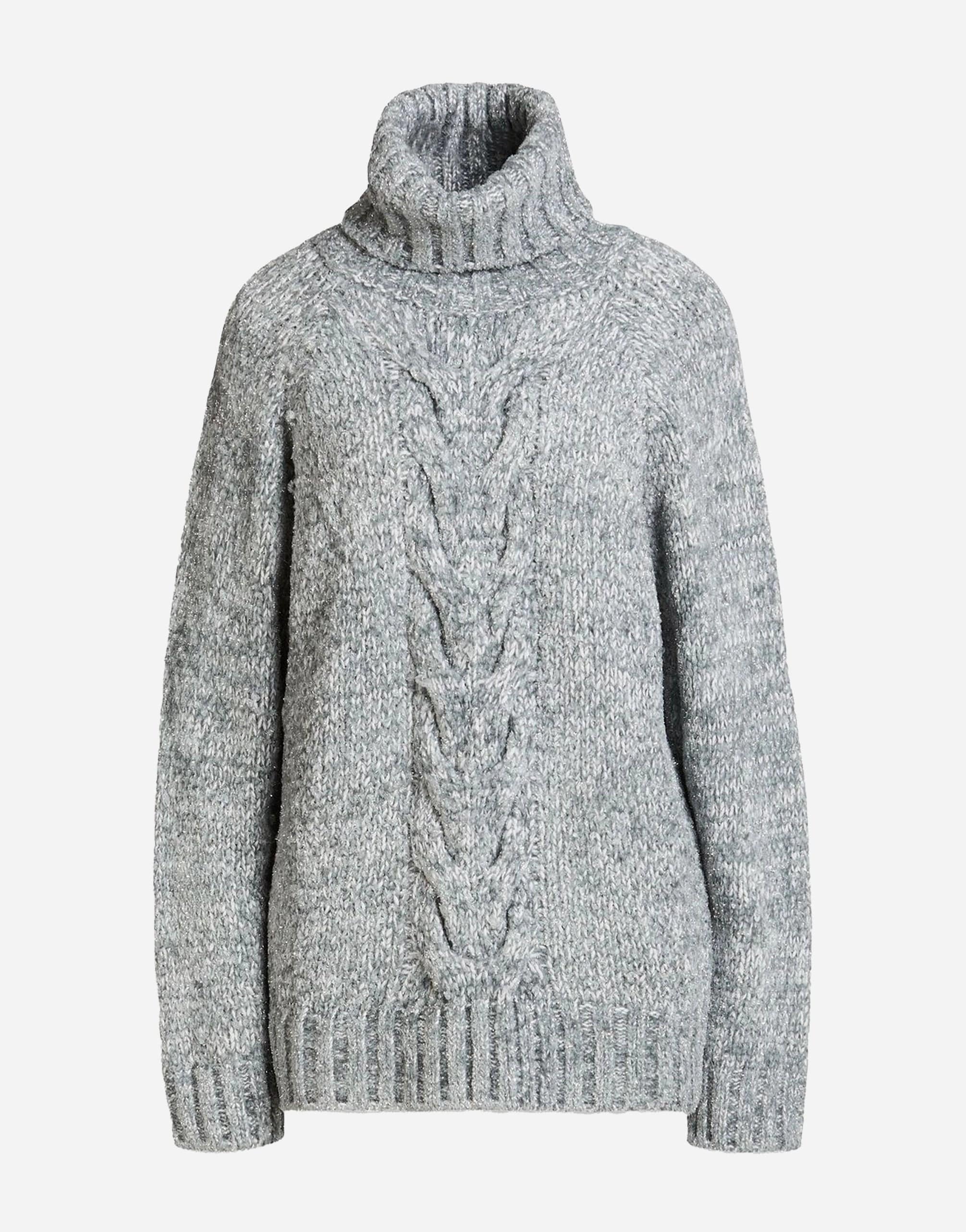 Metallic Cable-Knit-Pullover
