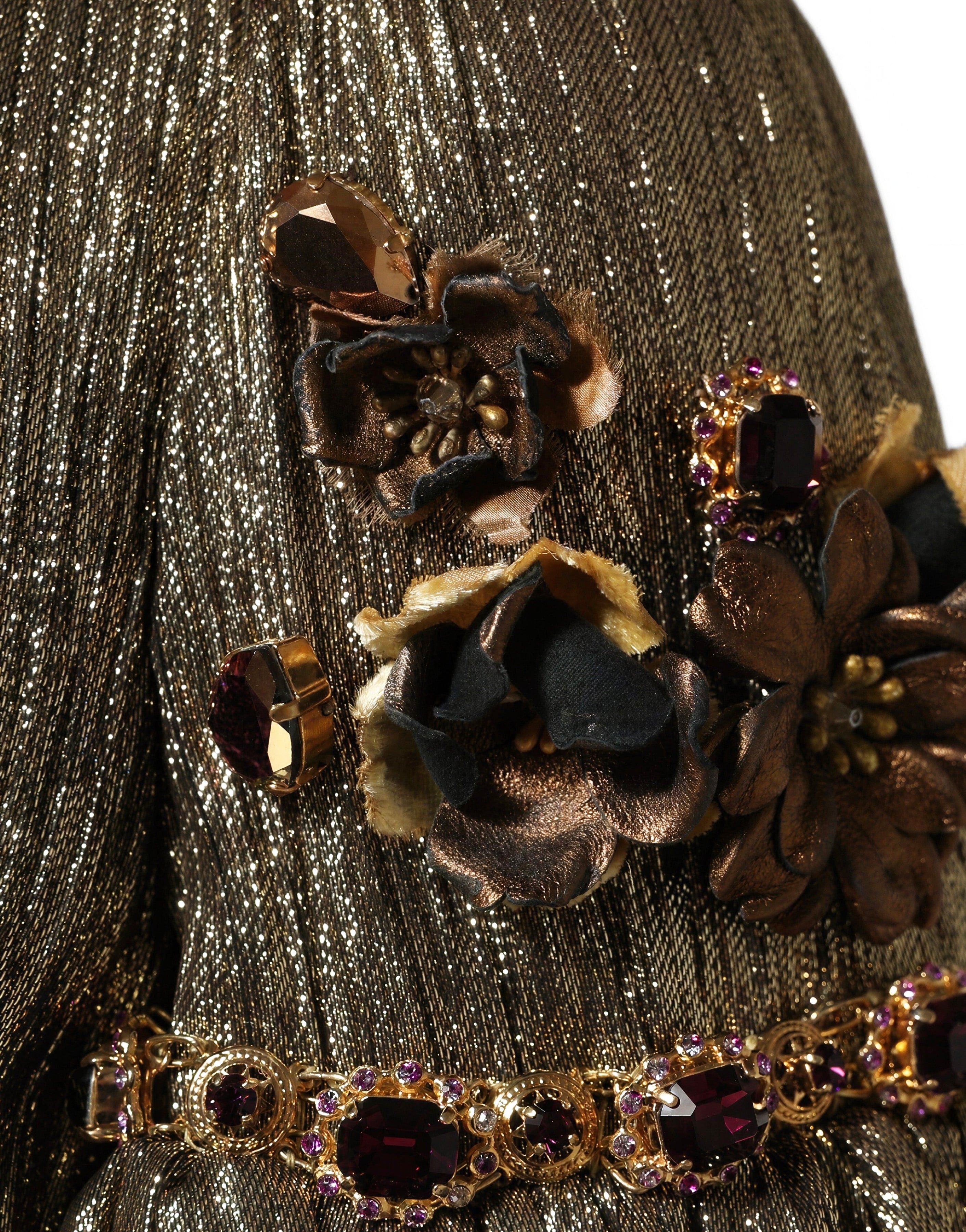 Dolce & Gabbana Metallic Floral Embellished Dress