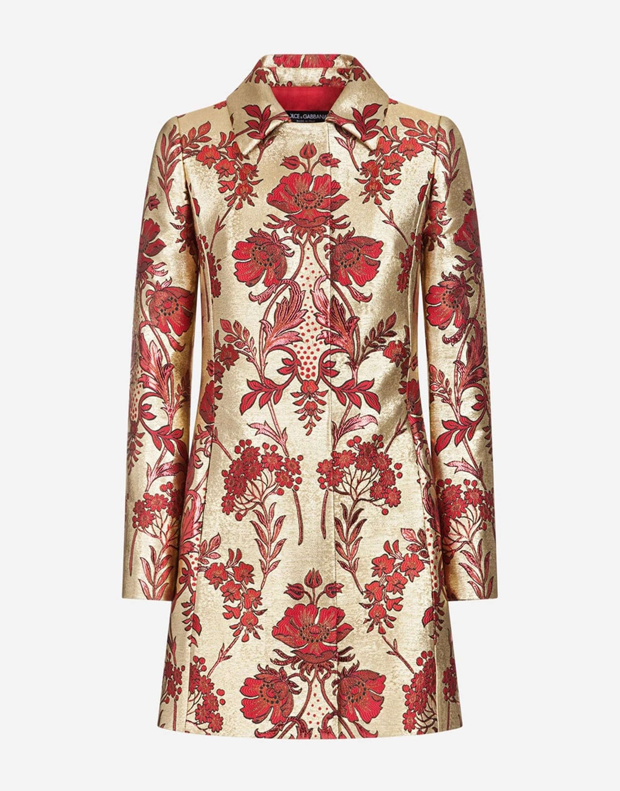 Dolce & Gabbana Metallic Floral-Jacquard Coat