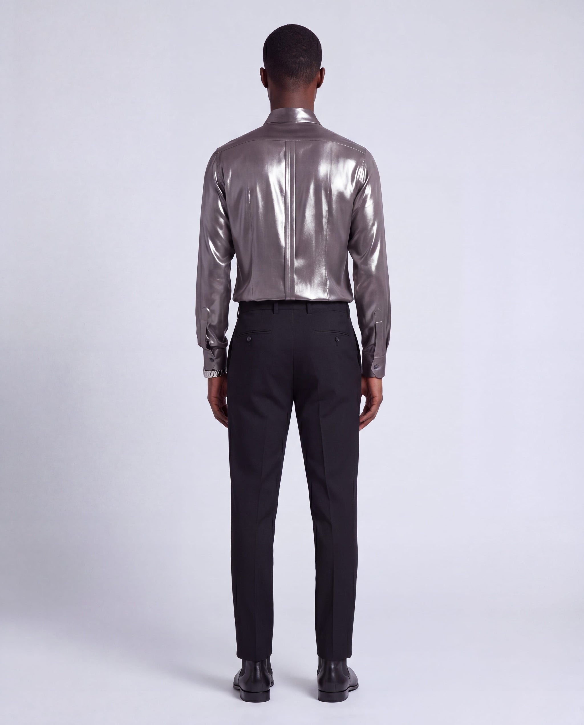 metallic grey dress shirt Noxwb Men's Metallic Shiny Long Sleeve Dress Shirt Reflective Slim Fit Button Down Shirts for Nightclub Performances Silver XXL, Size: 2XL