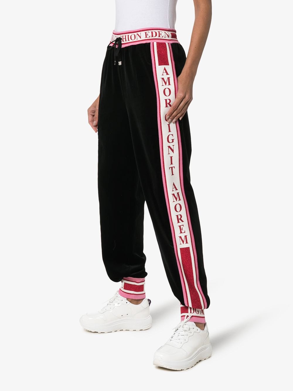 Dolce & Gabbana Metallic Logo Stripe Jogging Pants