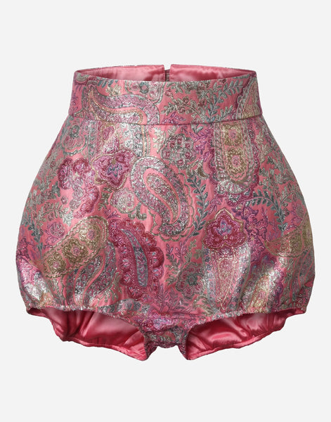 Dolce & Gabbana Metallic Paisley High-Waist Shorts | Sendegaro DE