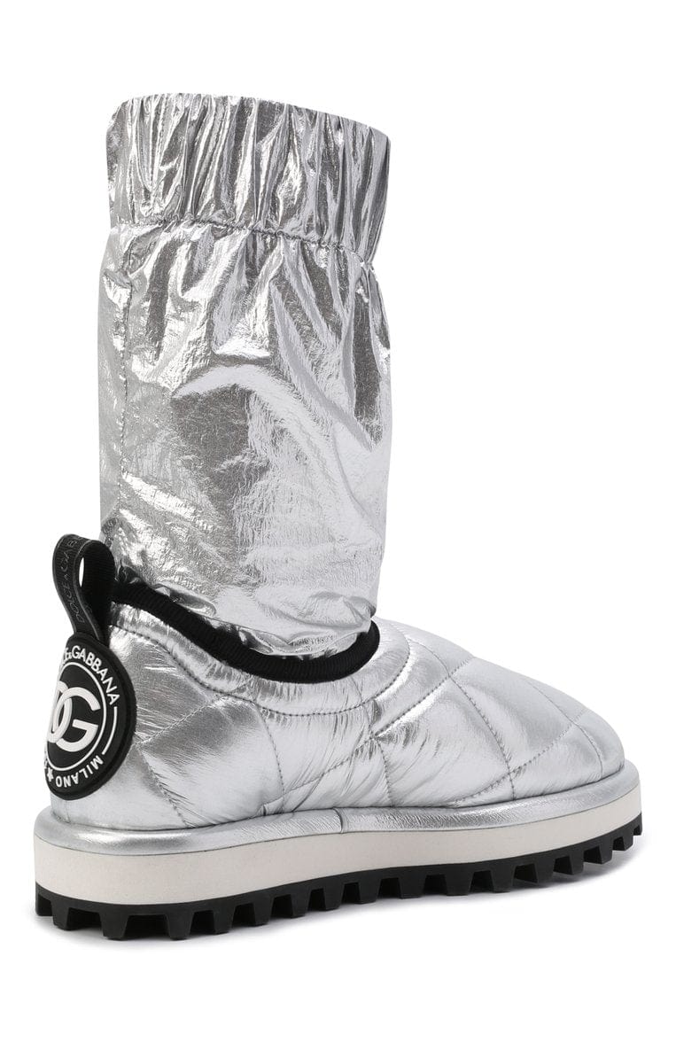 Dolce & Gabbana Metallic Quilted Logo-Patch Boots