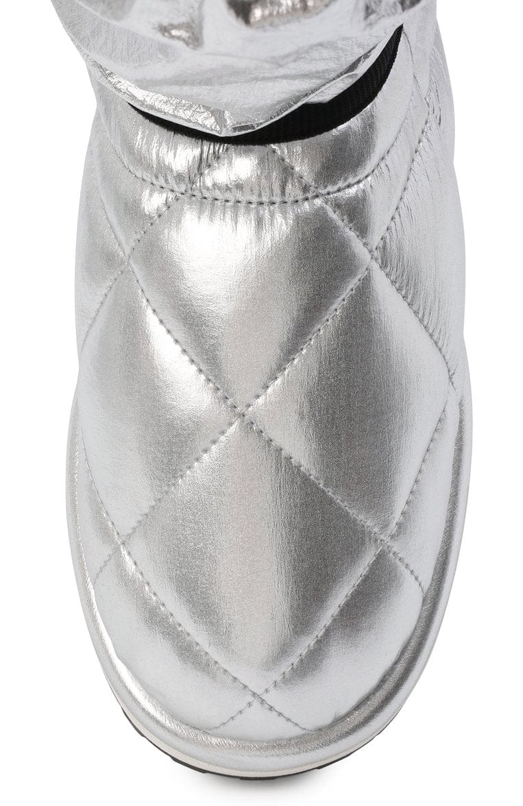 Dolce & Gabbana Metallic Quilted Logo-Patch Boots