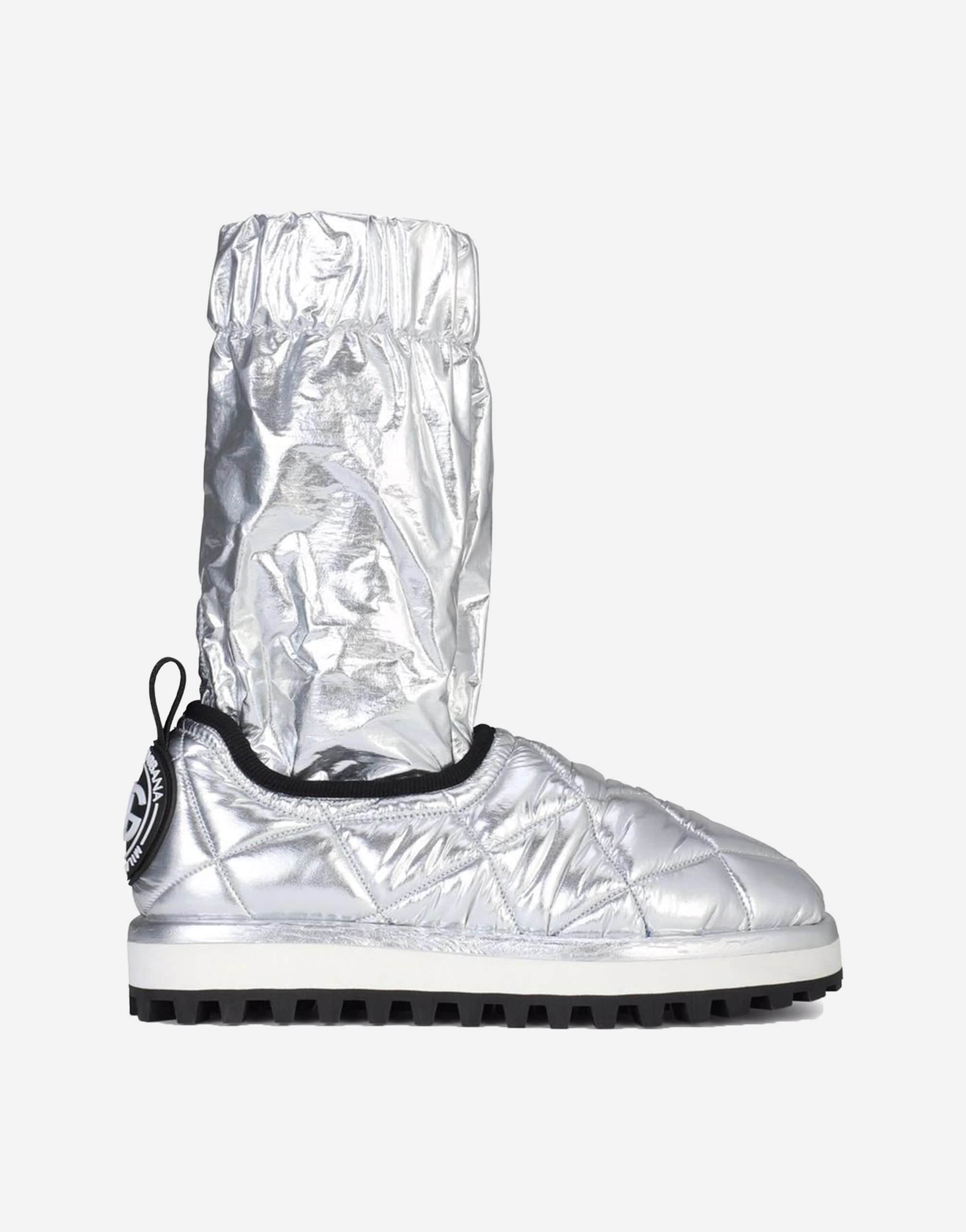 Dolce & Gabbana Metallic Quilted Logo-Patch Boots