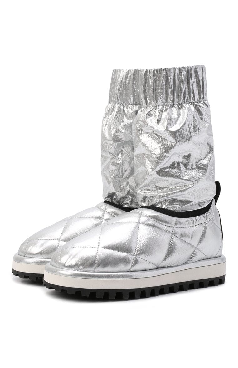 Dolce & Gabbana Metallic Quilted Logo-Patch Boots