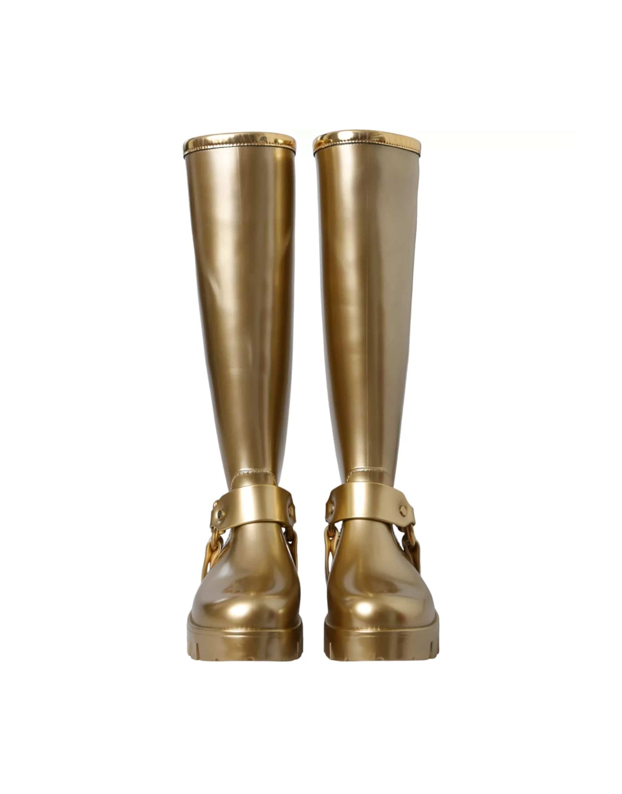 Dolce & Gabbana Metallic Rubber Rain Boots