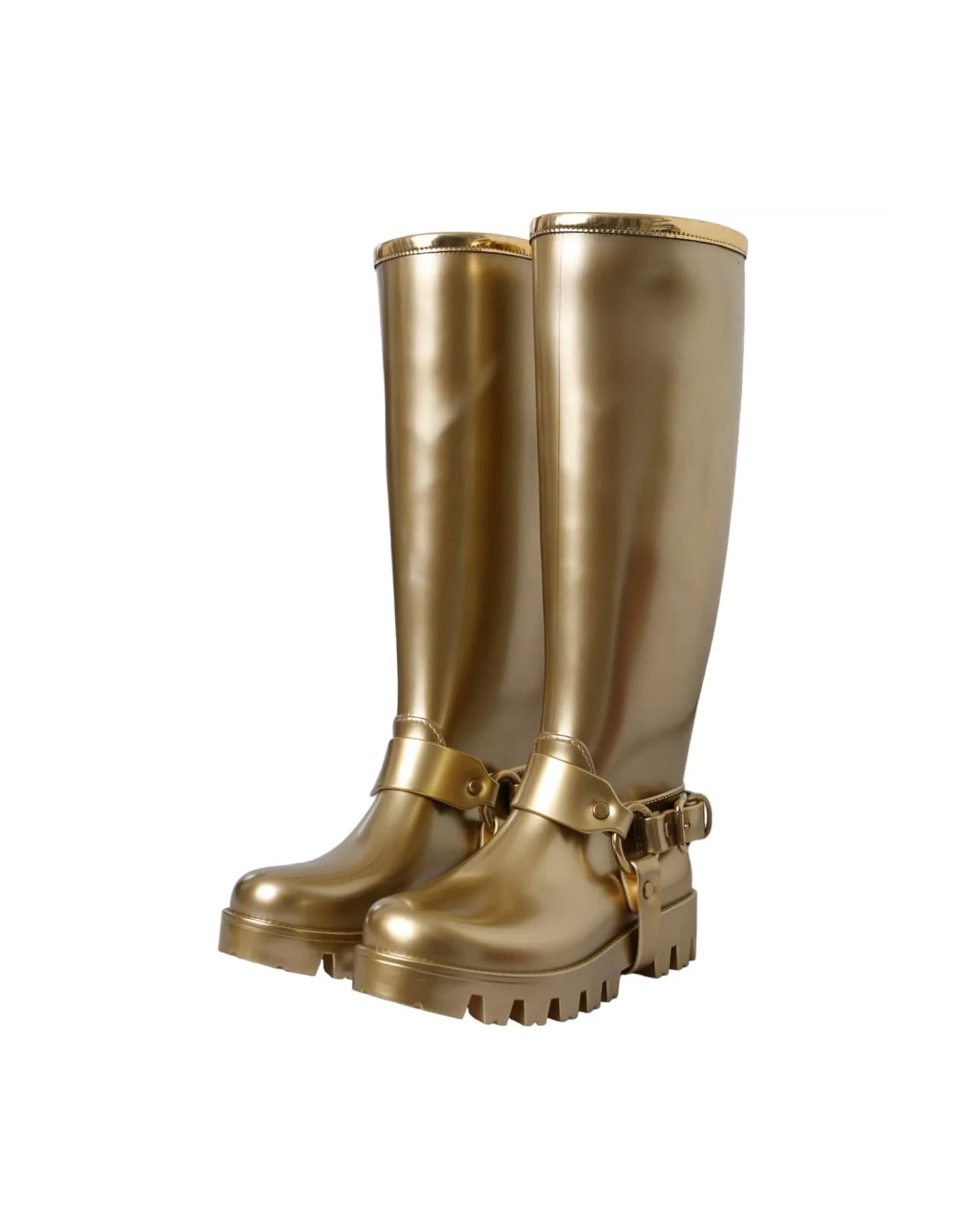 Dolce & Gabbana Metallic Rubber Rain Boots