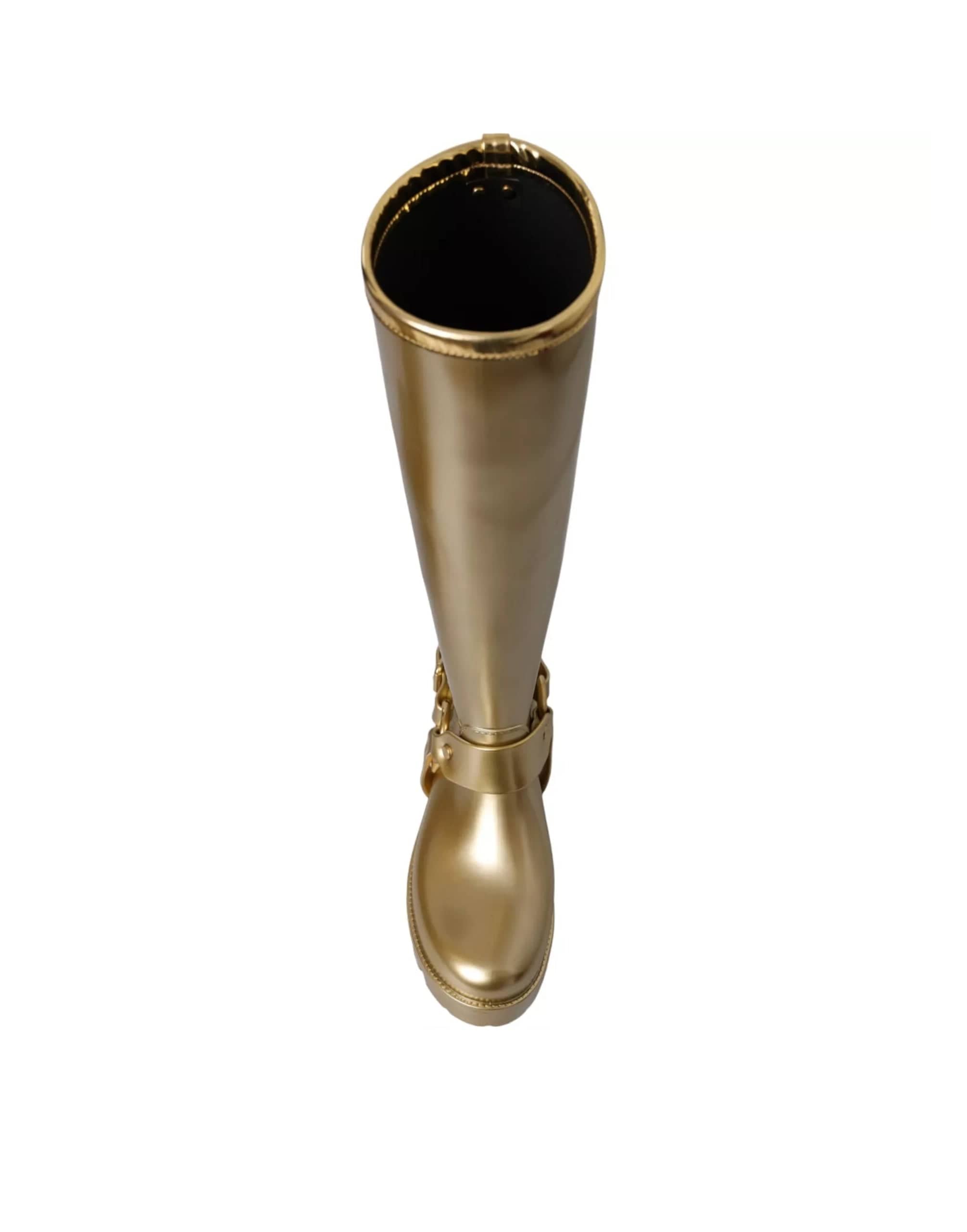 Dolce & Gabbana Metallic Rubber Rain Boots