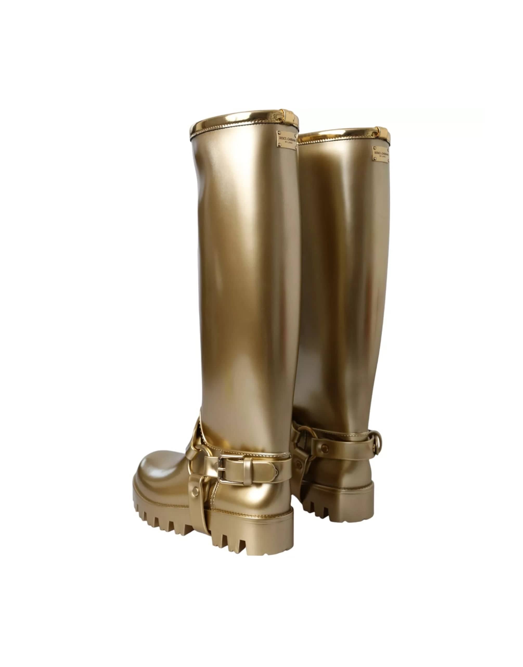 Dolce & Gabbana Metallic Rubber Rain Boots