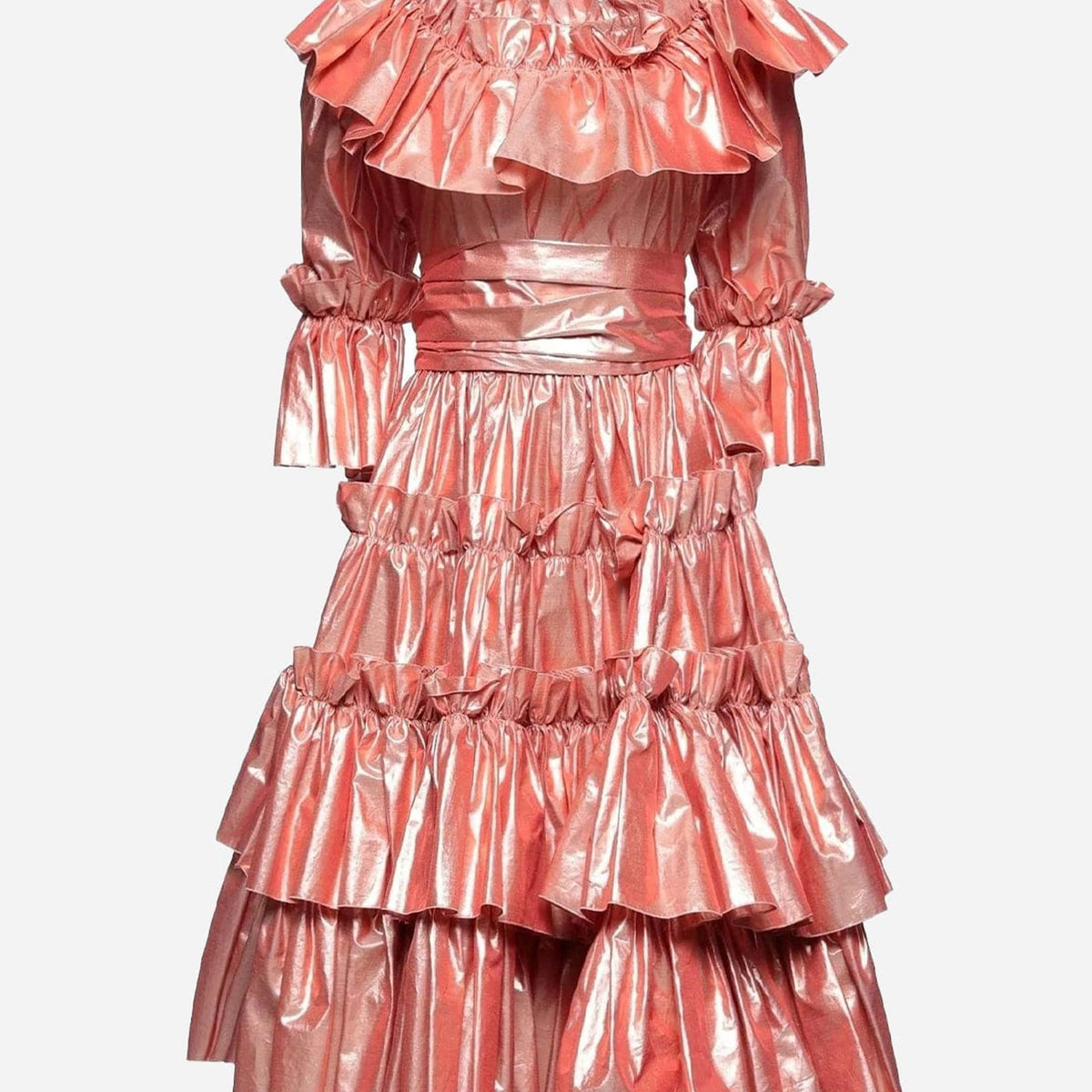 Dolce & Gabbana Pink Ruffled Dress Silk Cotton Gown Dress