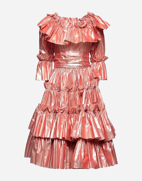 metallic ruffle dress Dolce & Gabbana Metallic Ruffle Mini Dress