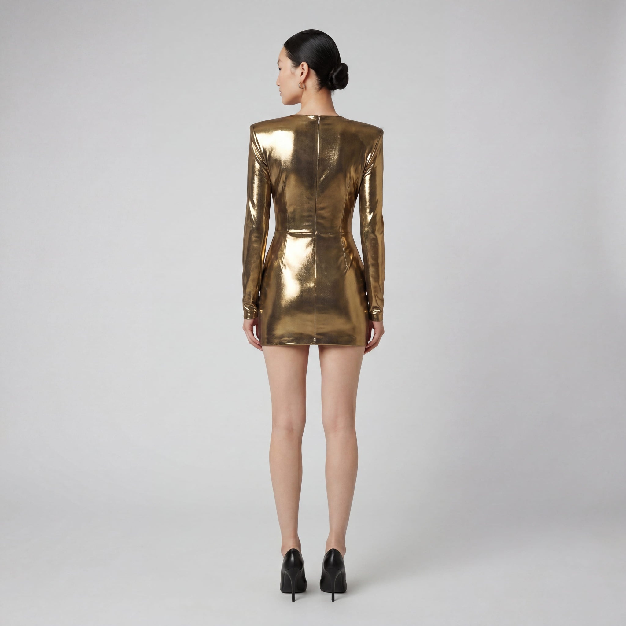 Dolce & Gabbana Gold Plunging Neckline Sheath Mini Dress - IT40|S Dolce & Gabbana Gold Plunging Neckline Sheath Mini Dress - IT40|S