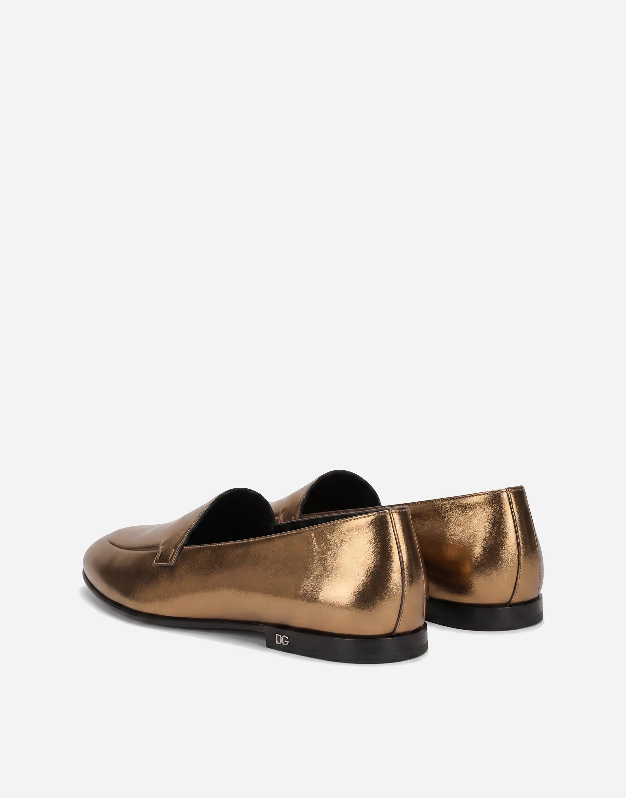 Dolce & Gabbana Metallic Slip-On Leather Loafers