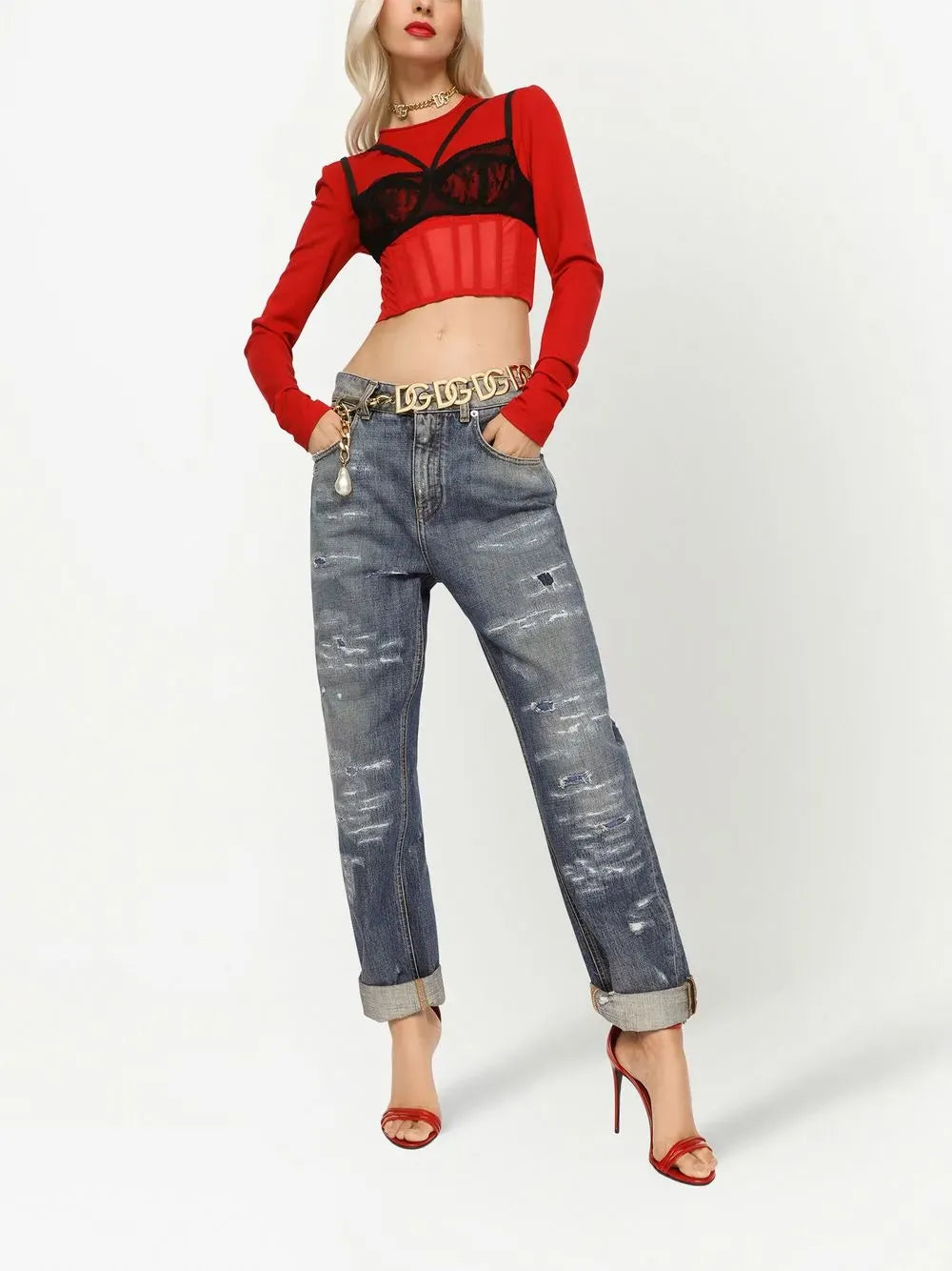 Dolce & Gabbana Milano Rib Contrasting Bra Top