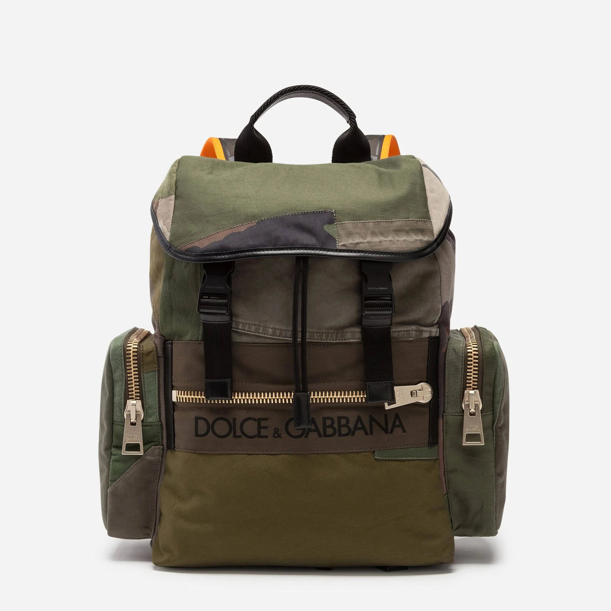 Dolce & Gabbana Military Green Patchwork Travel Backpack Bag