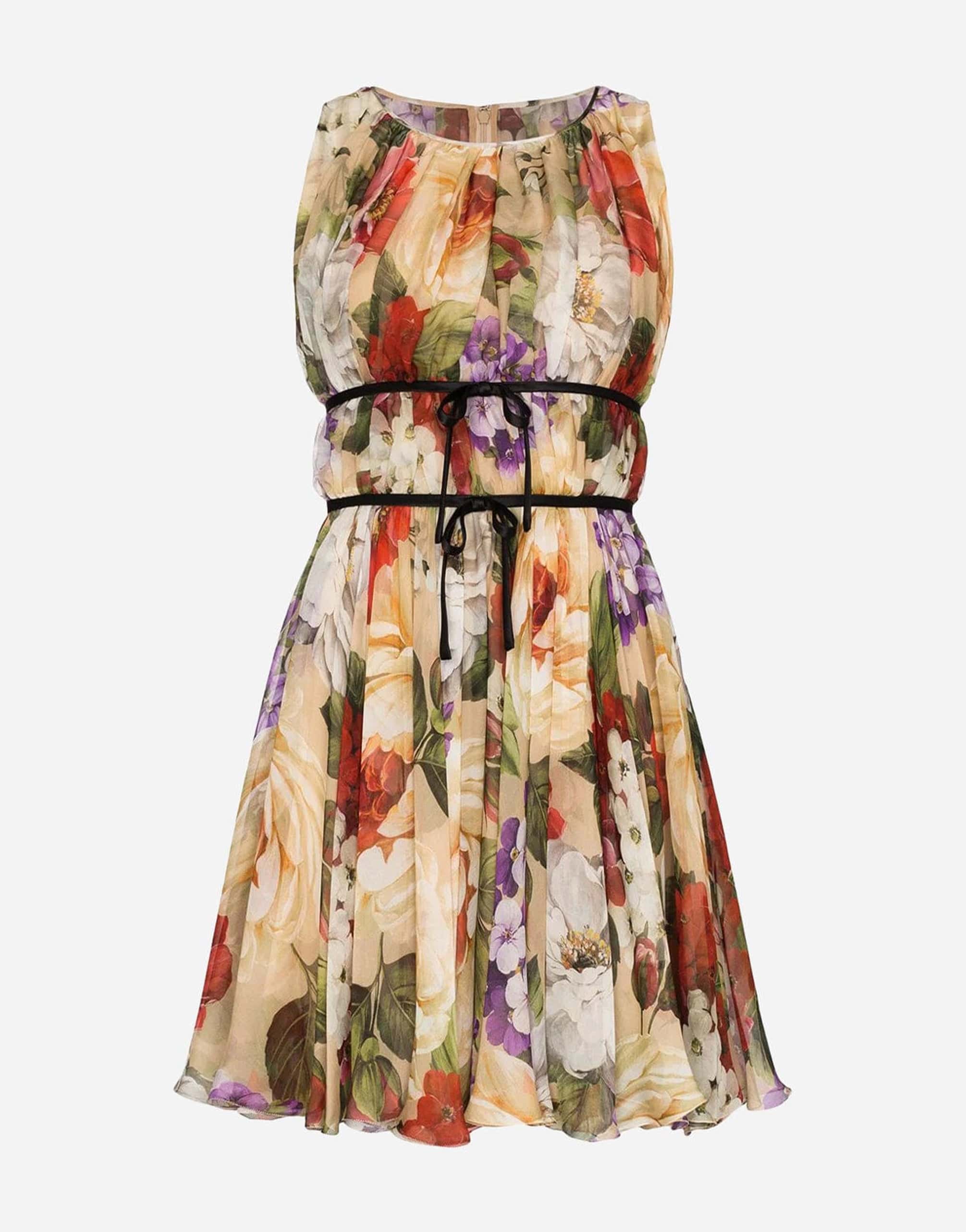 Mini vestido de gasa con impresión floral