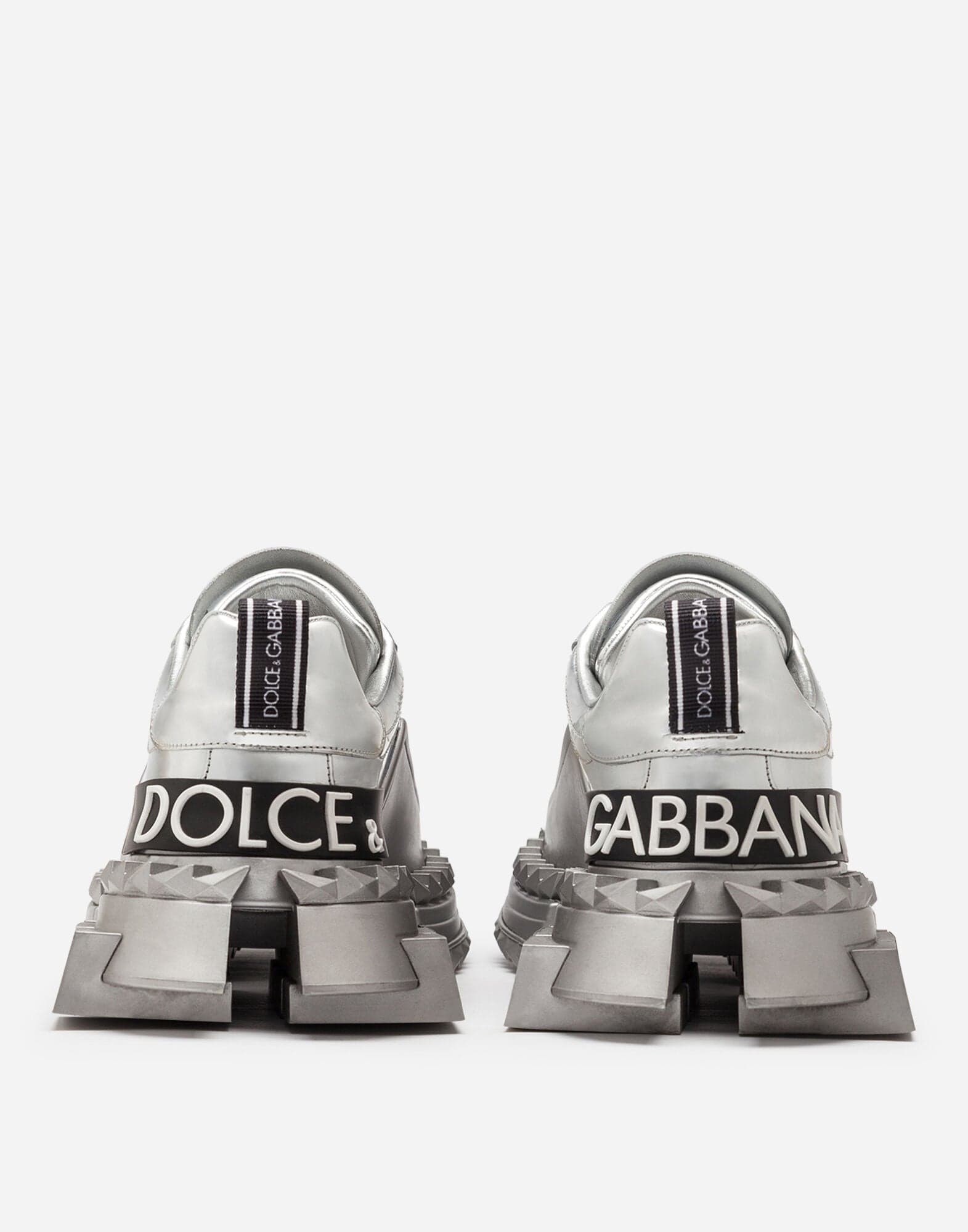 Dolce & Gabbana Silver Leather Super Queen Sneakers Shoes