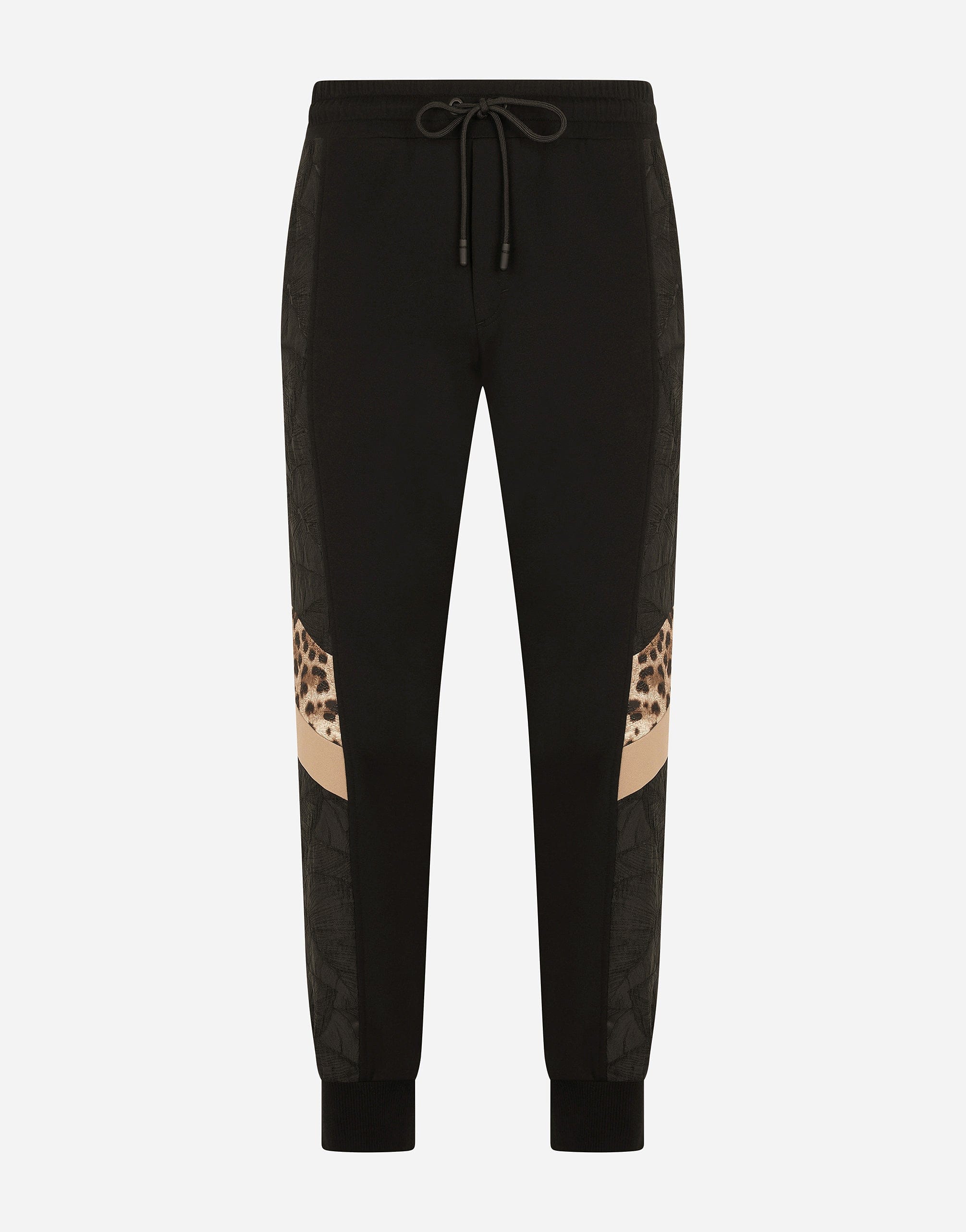 Mixed-Fabric Jogging Pants With Patch In Animal Print